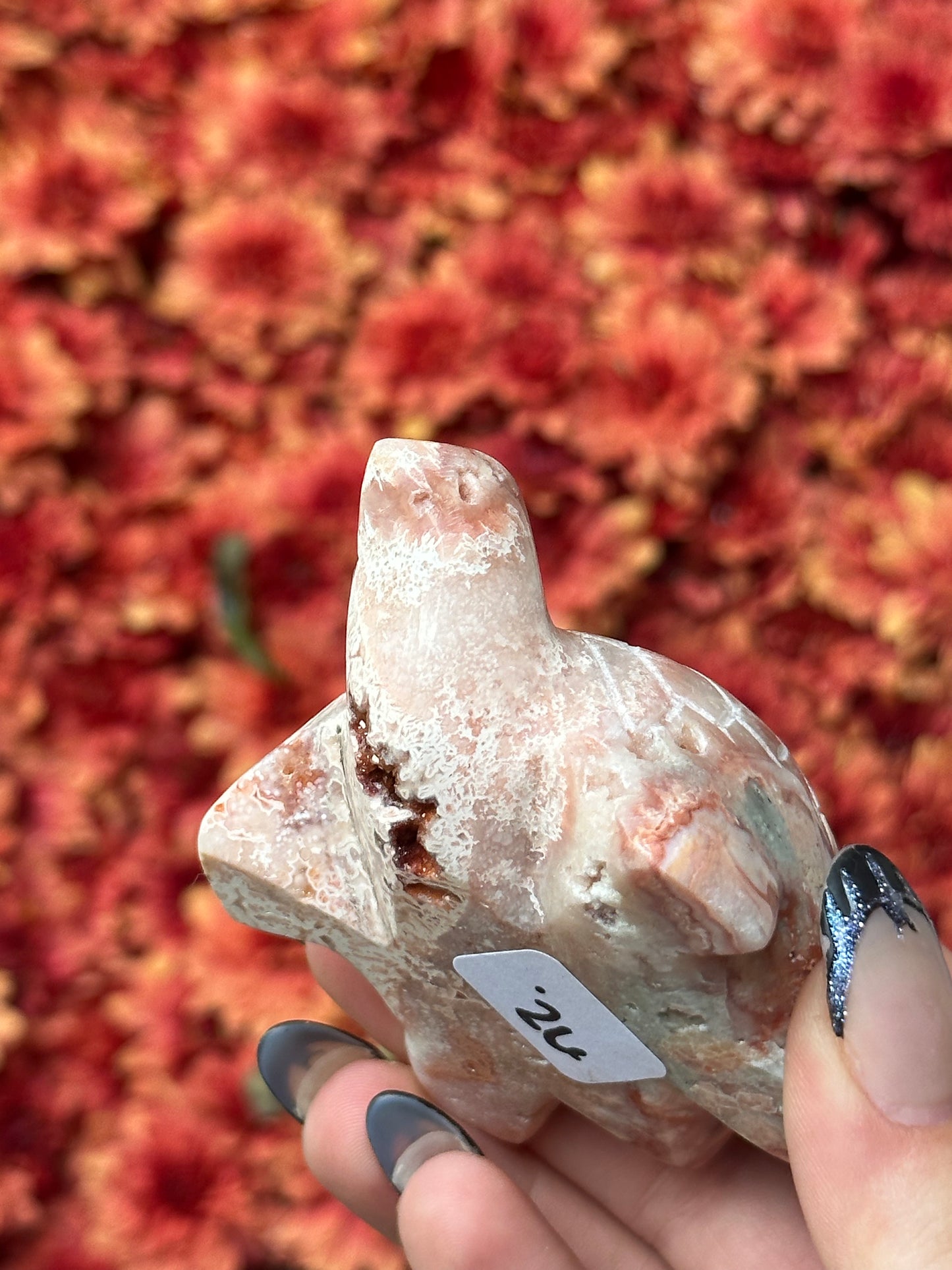 Pink crazy lace agate turtle