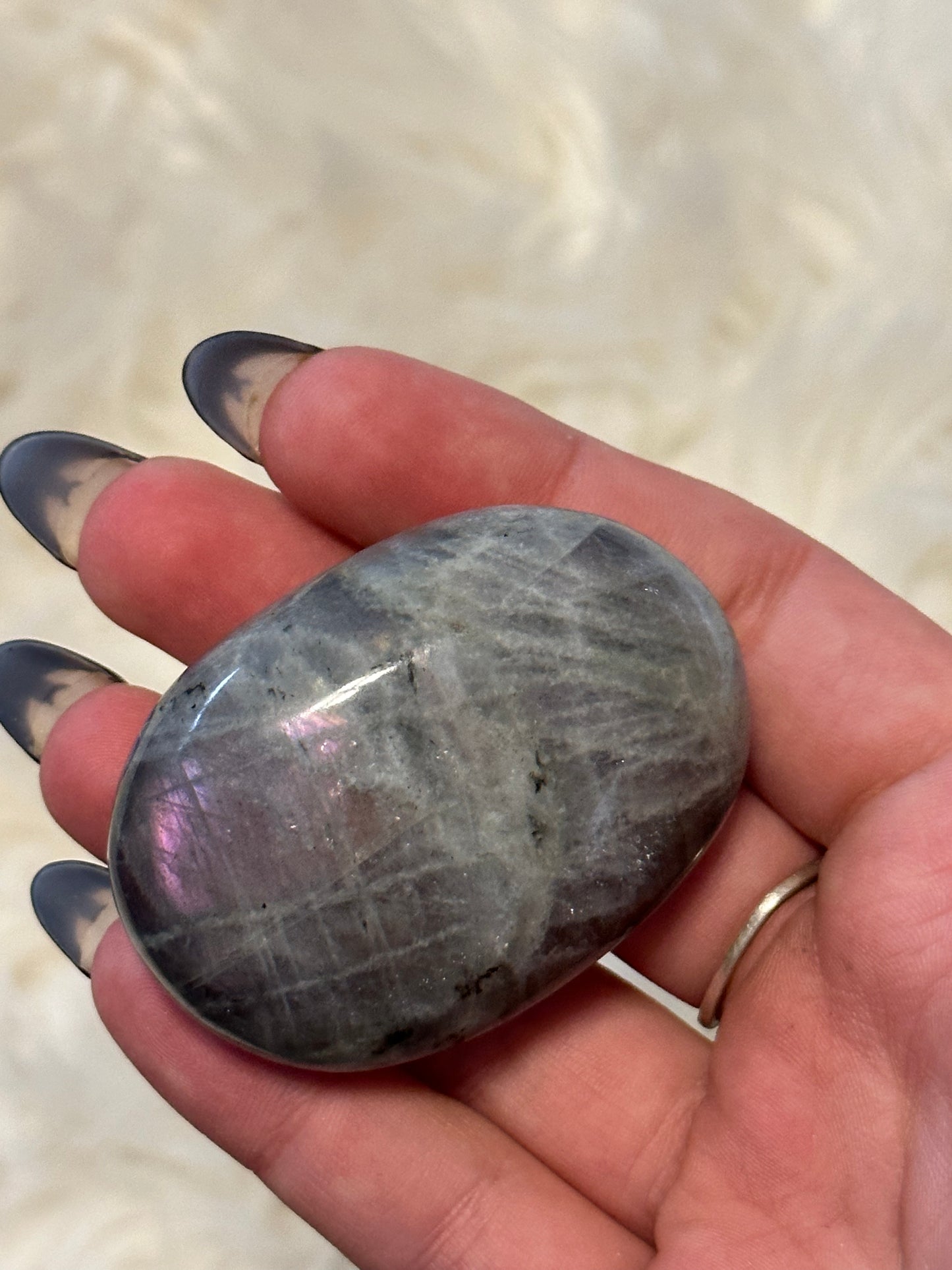 Purple/Pink Flash Labradorite Palmstone