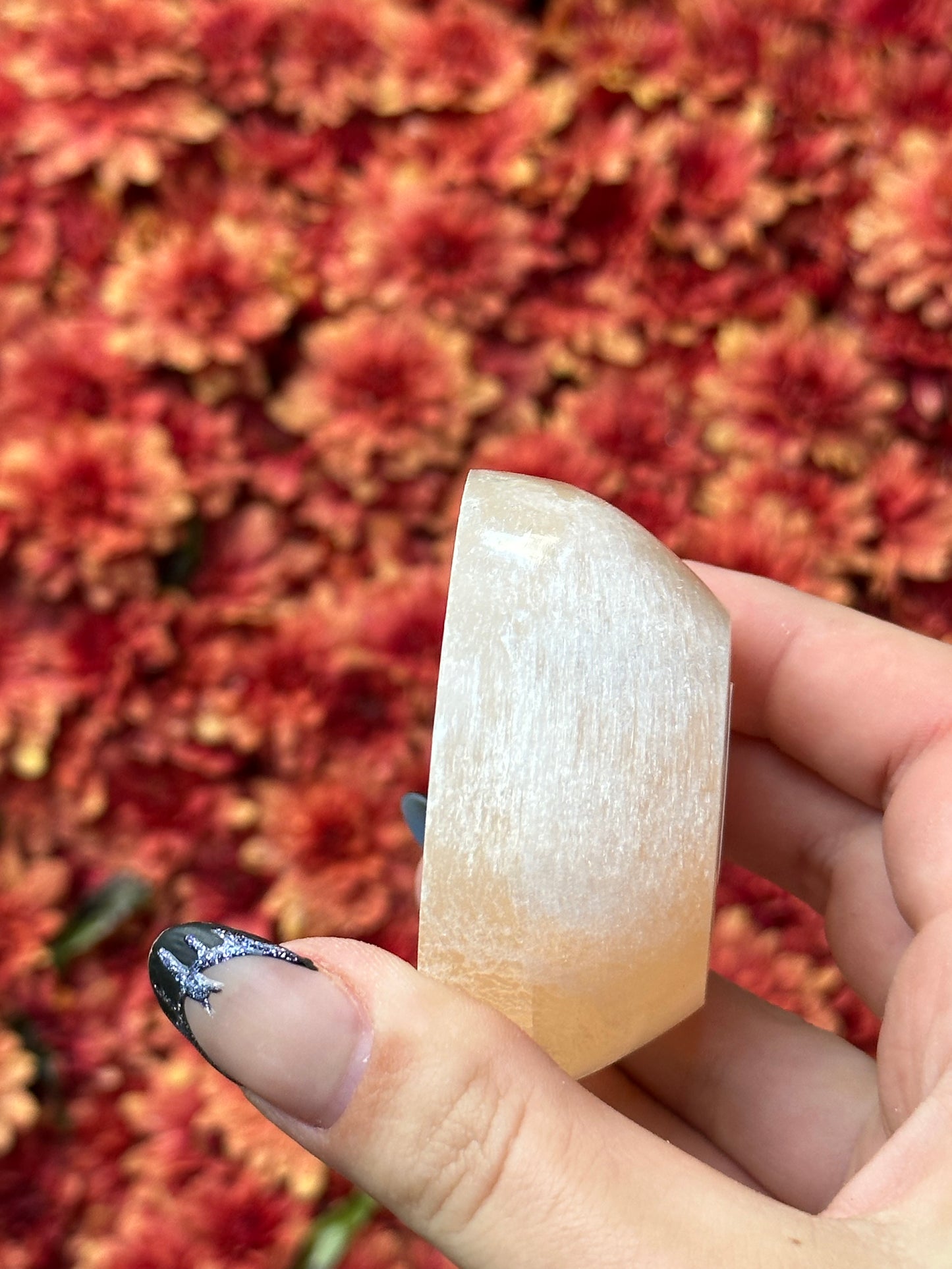 Peach satin spar selenite bowl - xsmall