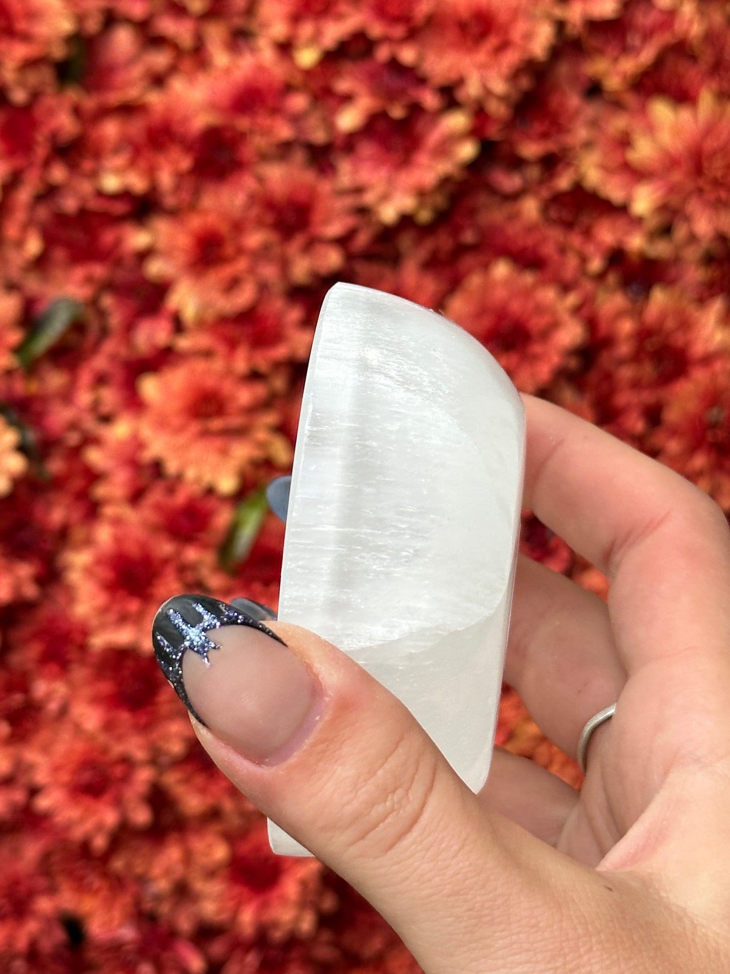 Satin spar selenite bowl - small