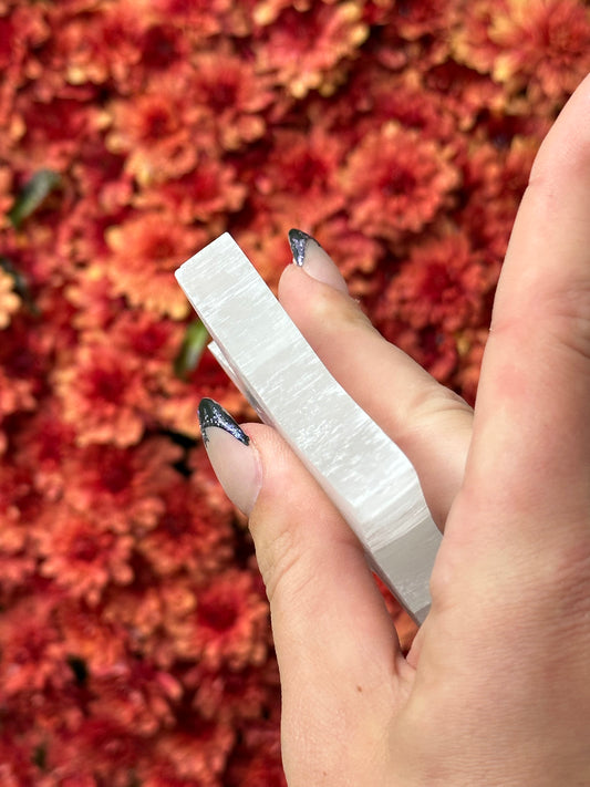 Satin spar selenite star charging plate