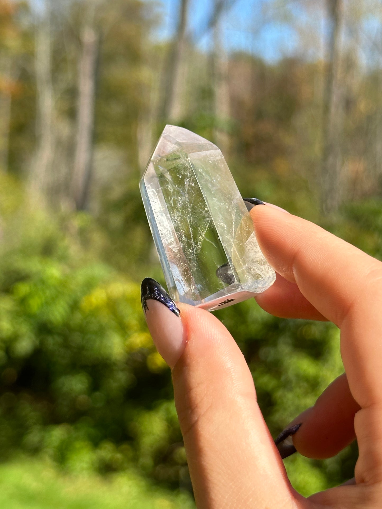 Clear Quartz point with phantoms