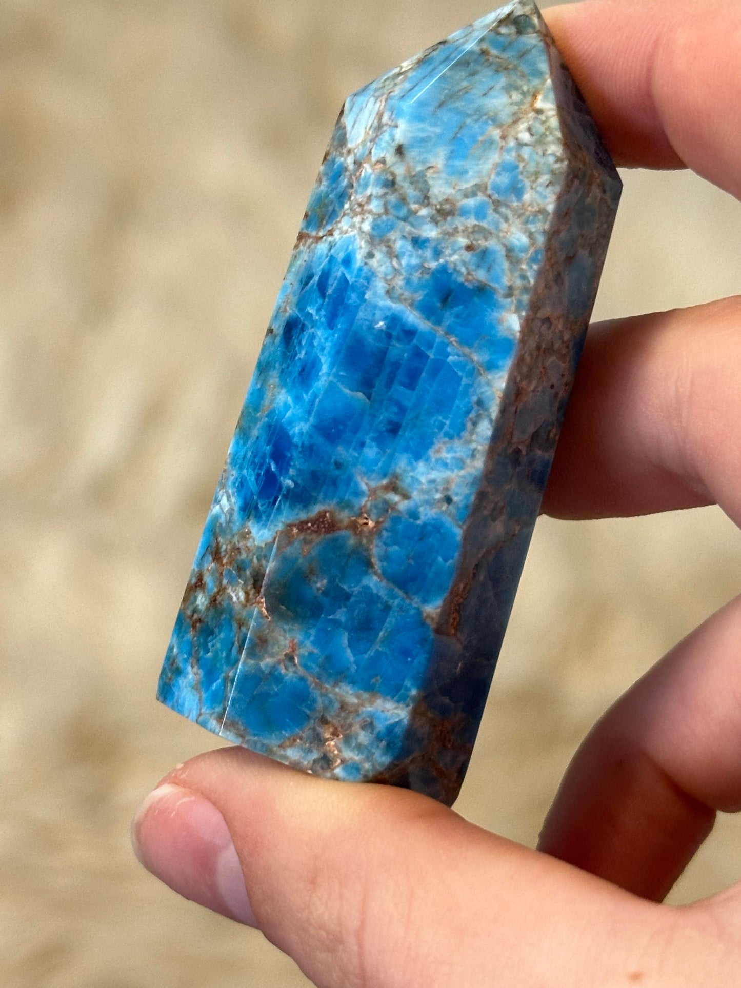 Blue apatite tower F - low quality