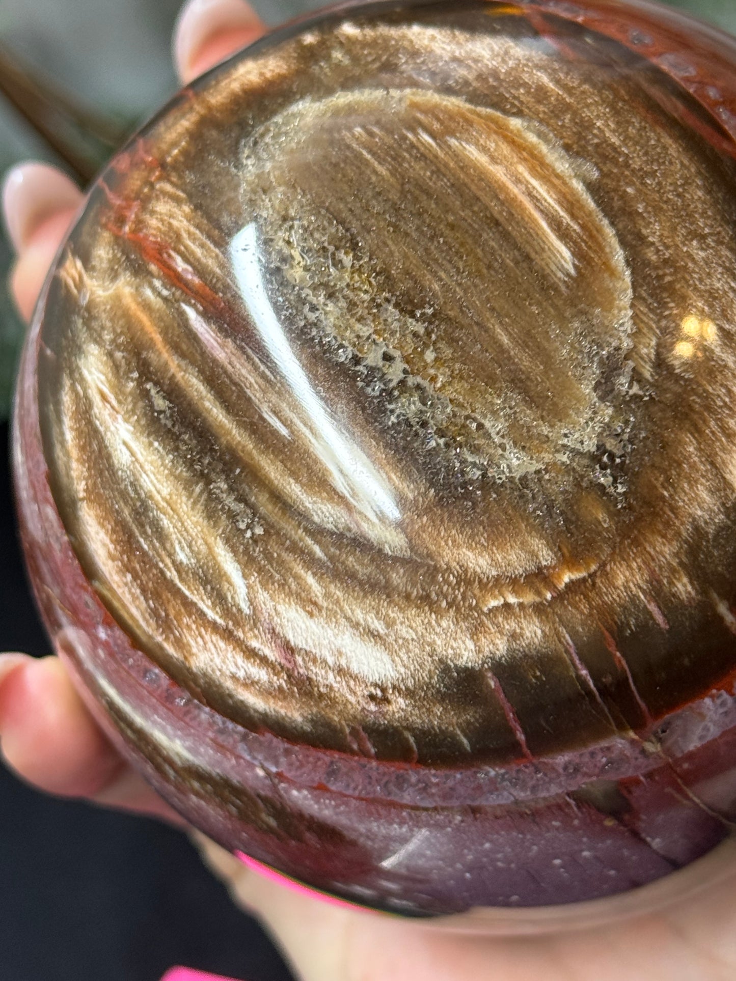 XL pink petrified wood sphere