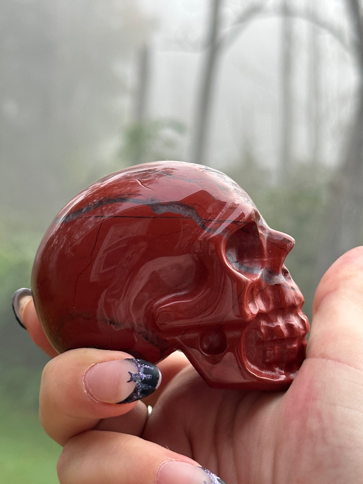 Red Jasper Skull Carving