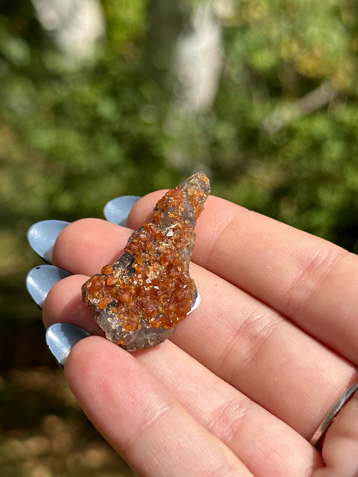 Spessartine Garnet on Smokey Quartz