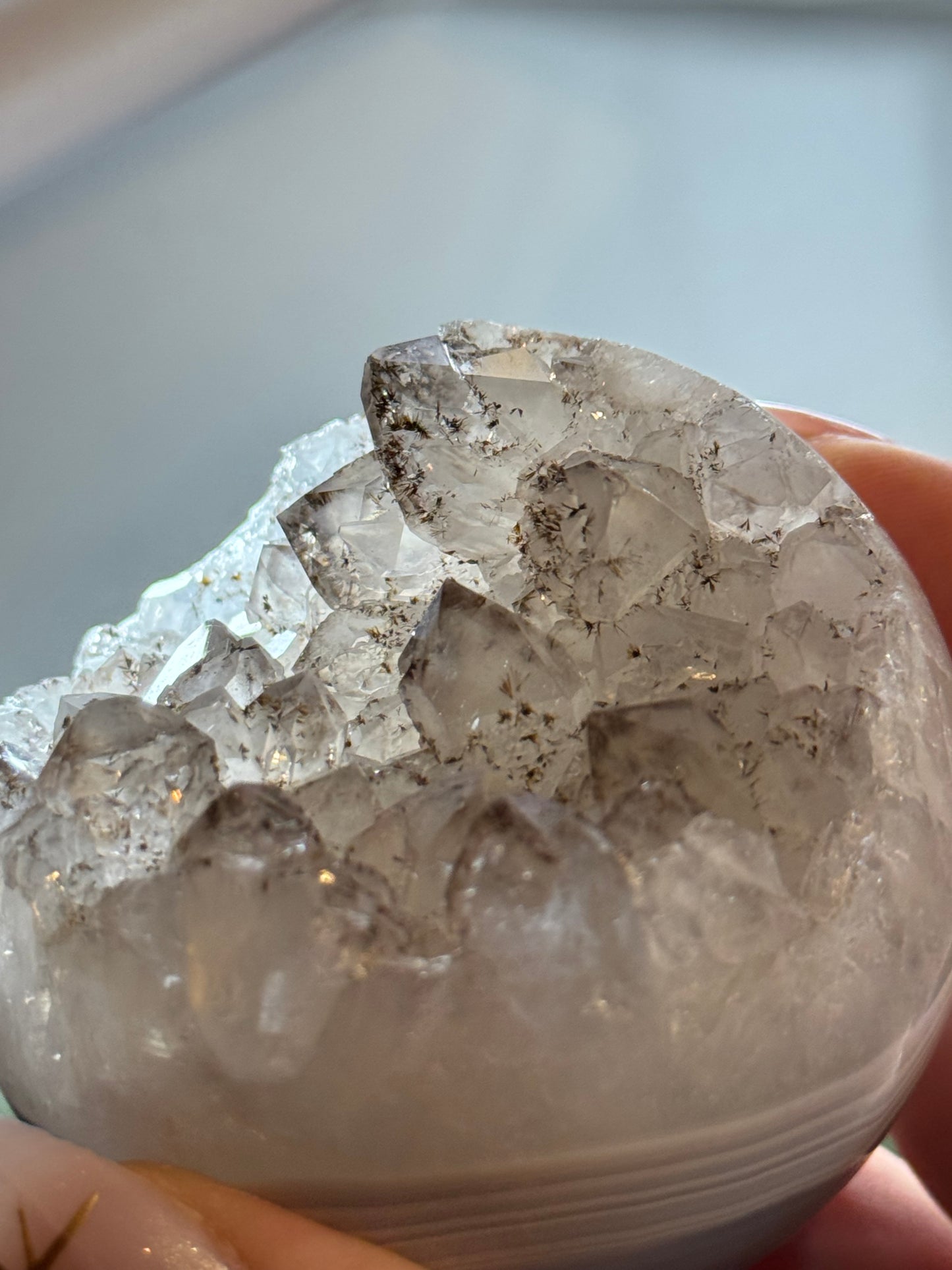 Rutilated agate sphere