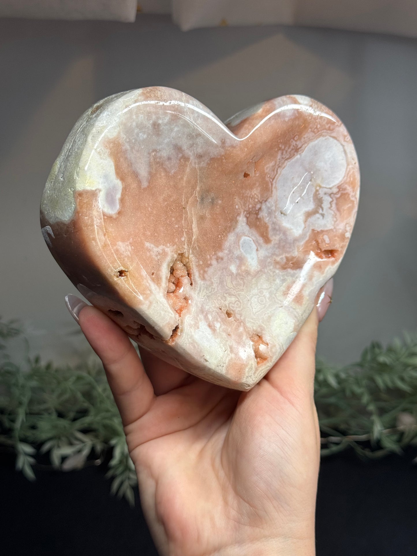 Pink amethyst heart bowl