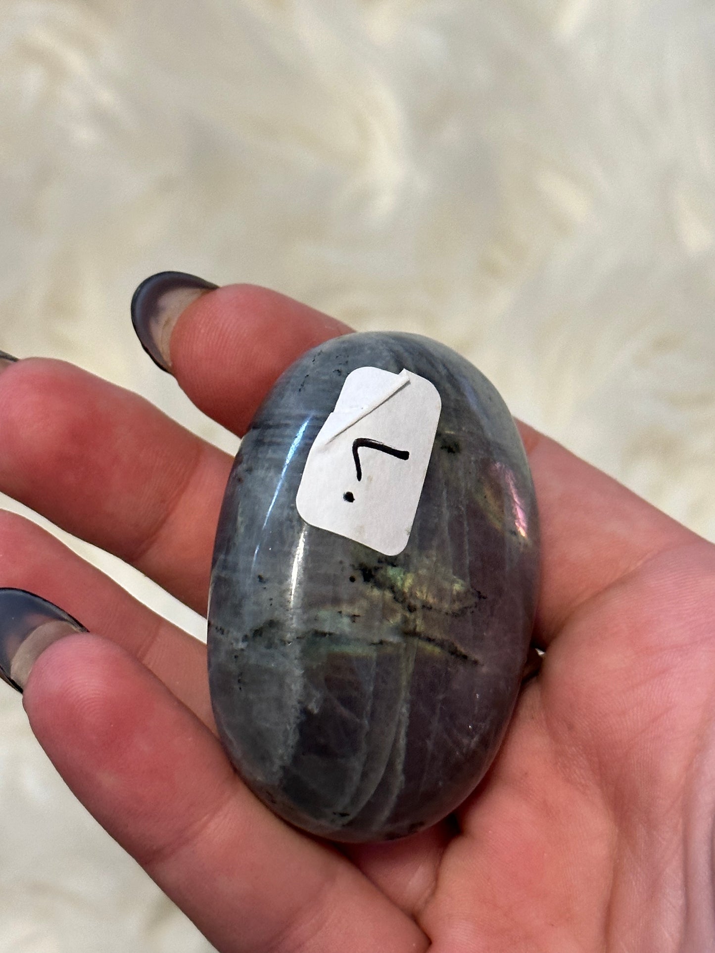 Purple/Pink Flash Labradorite Palmstone