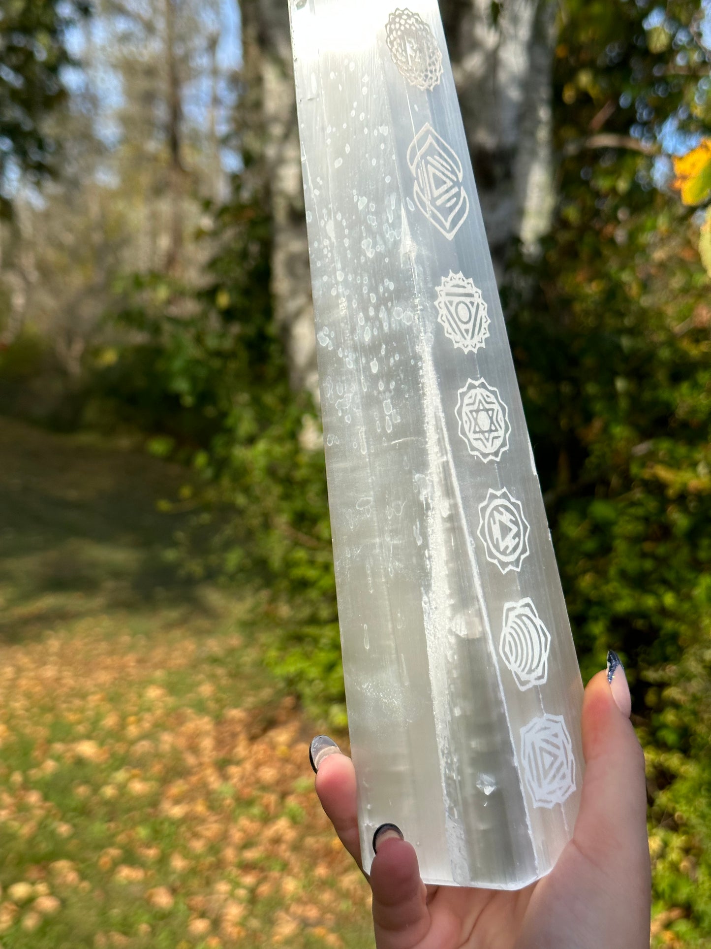 XL Satin Spar Selenite Chakra Tower