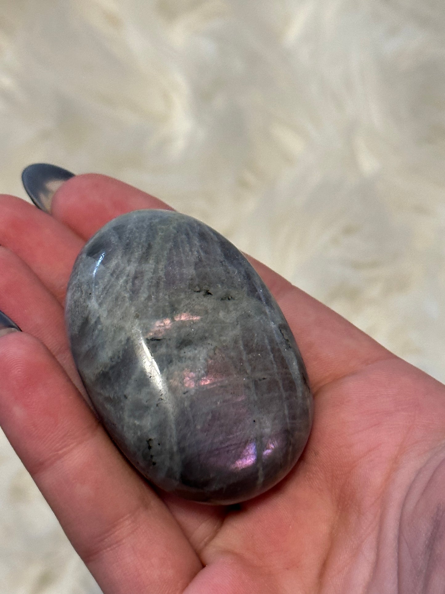 Purple/Pink Flash Labradorite Palmstone