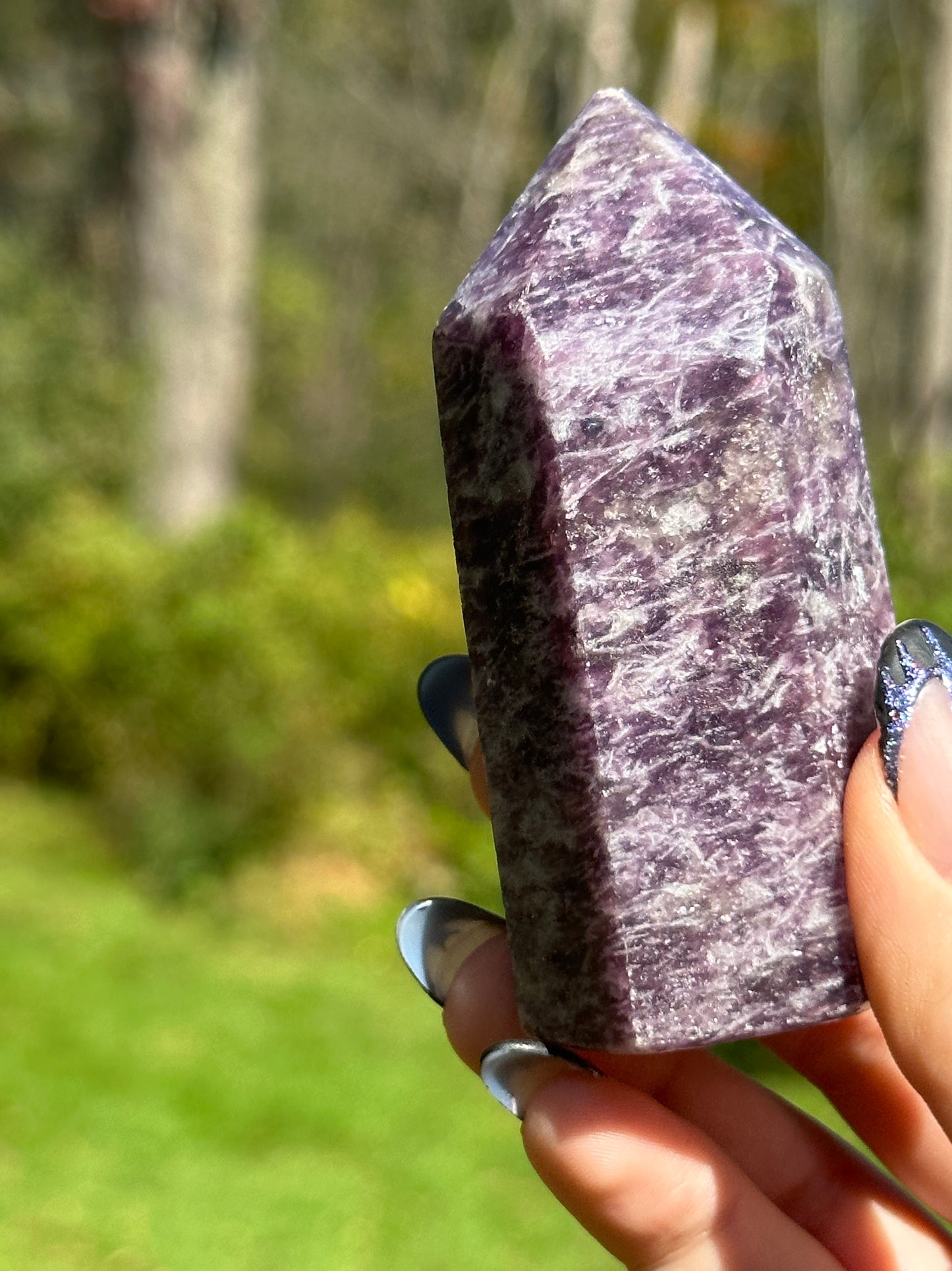Lepidolite with Smokey Quartz Tower