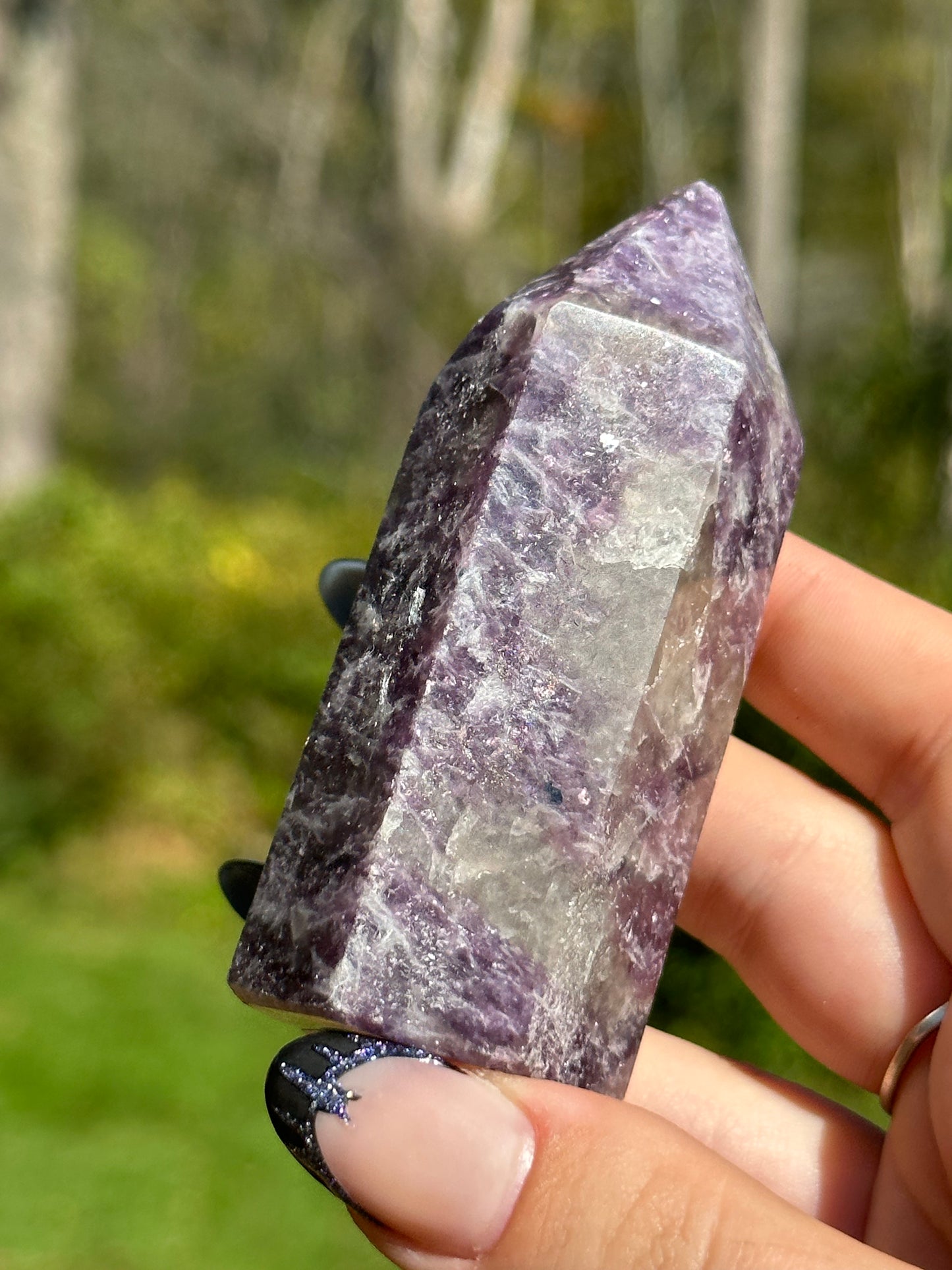 Lepidolite with Smokey Quartz Tower