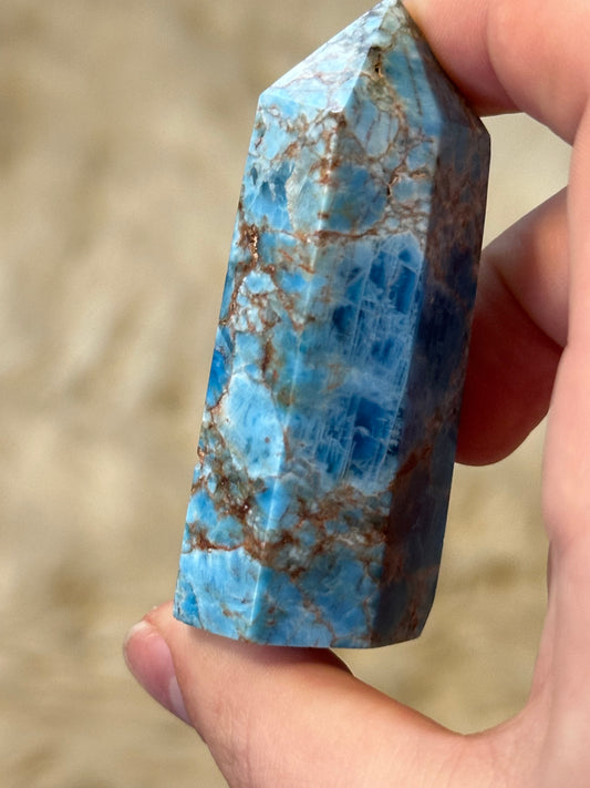 Blue apatite tower F - low quality