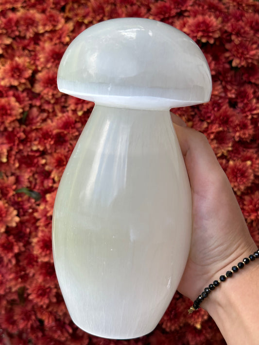 Satin Spar Selenite Mushroom Lamp - No Cord/Bulb Included