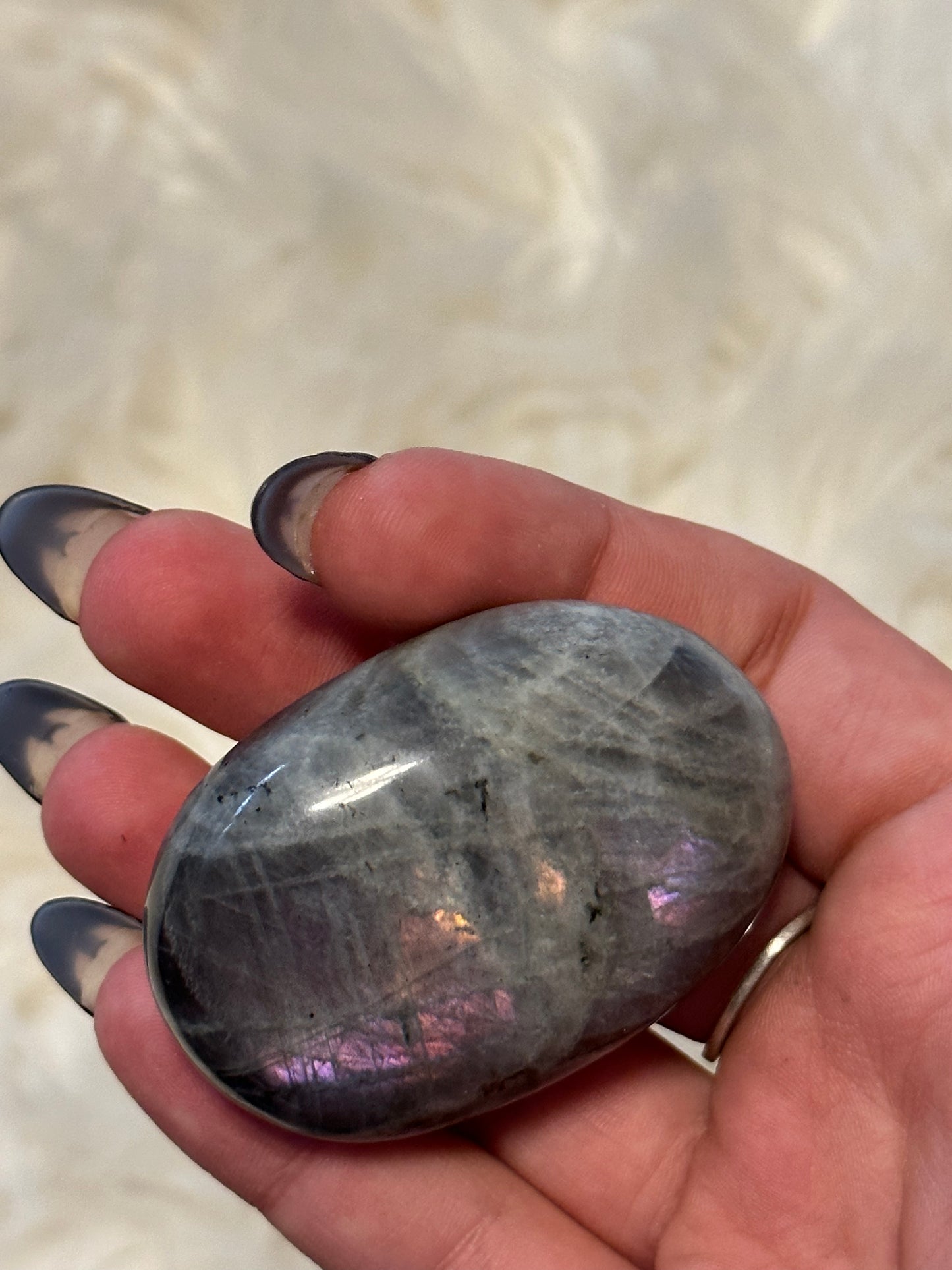 Purple/Pink Flash Labradorite Palmstone