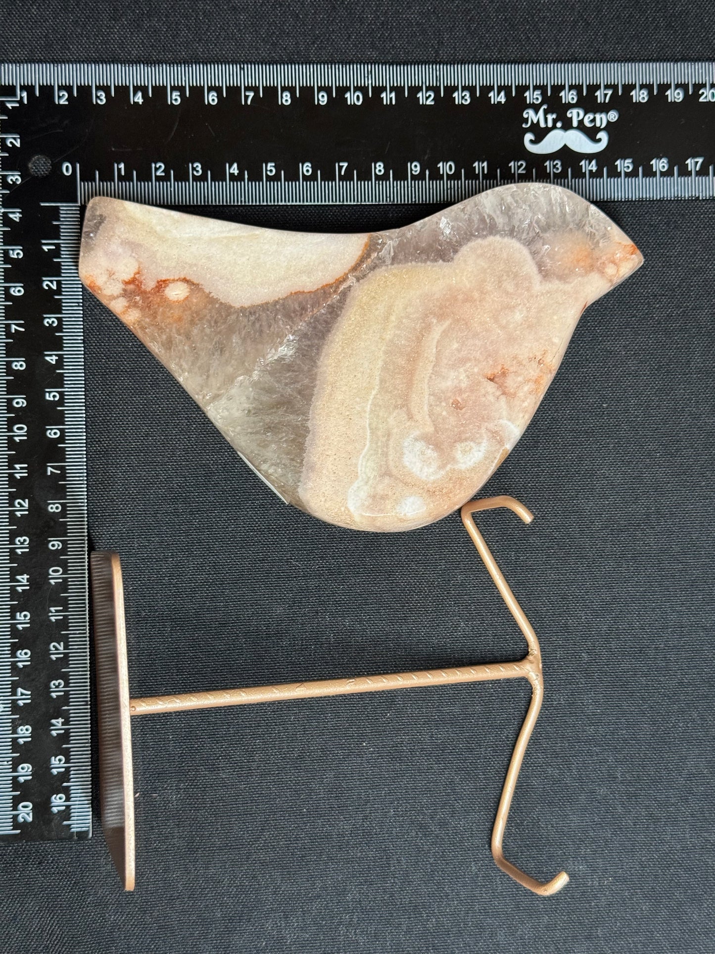 Pink amethyst bird with stand - appears repaired