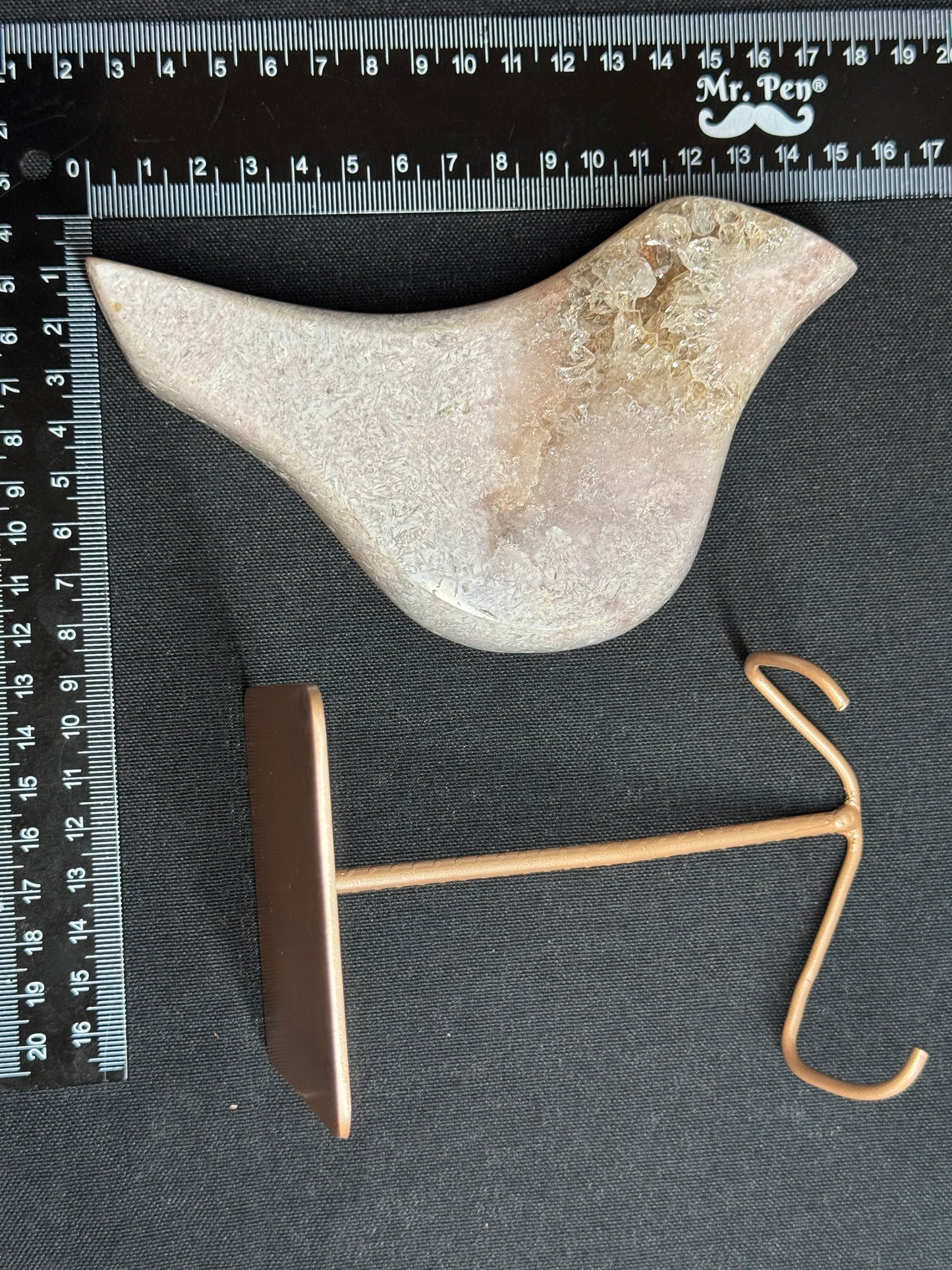 Pink amethyst bird with stand