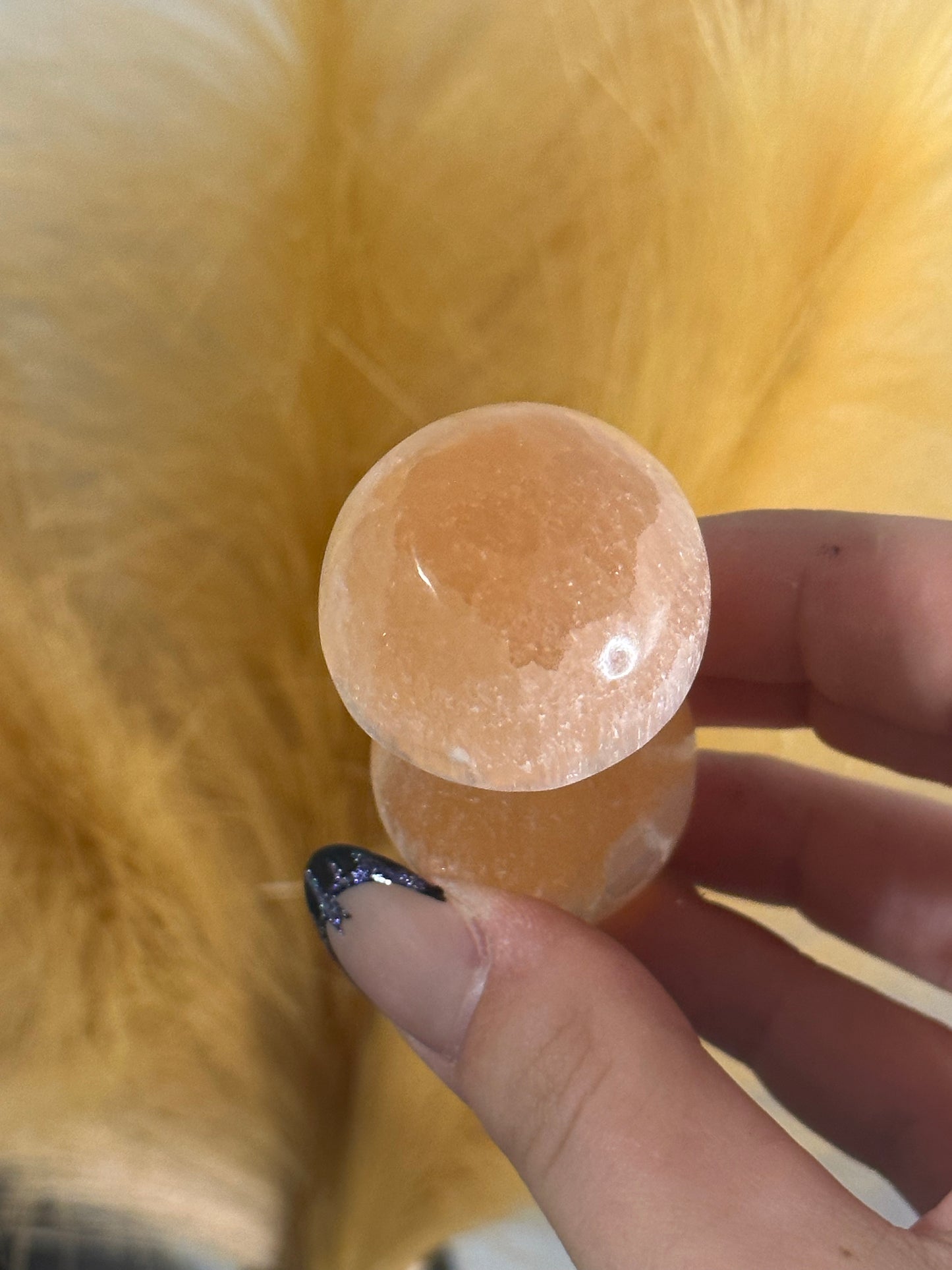 Peach Satin Spar Mushrooms