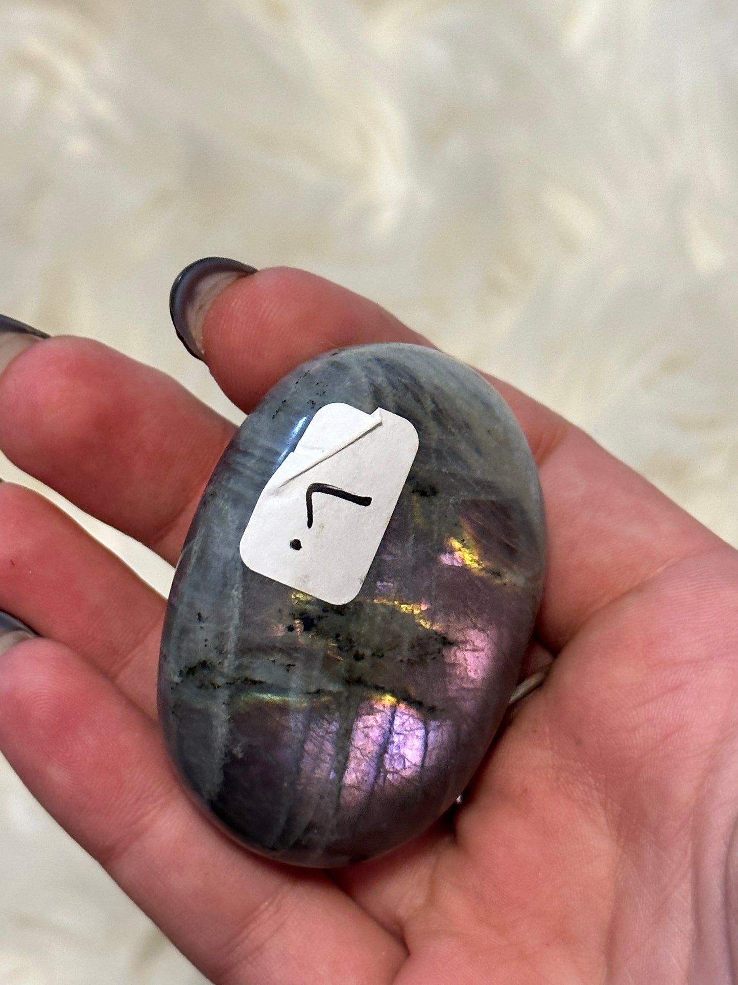 Purple/Pink Flash Labradorite Palmstone