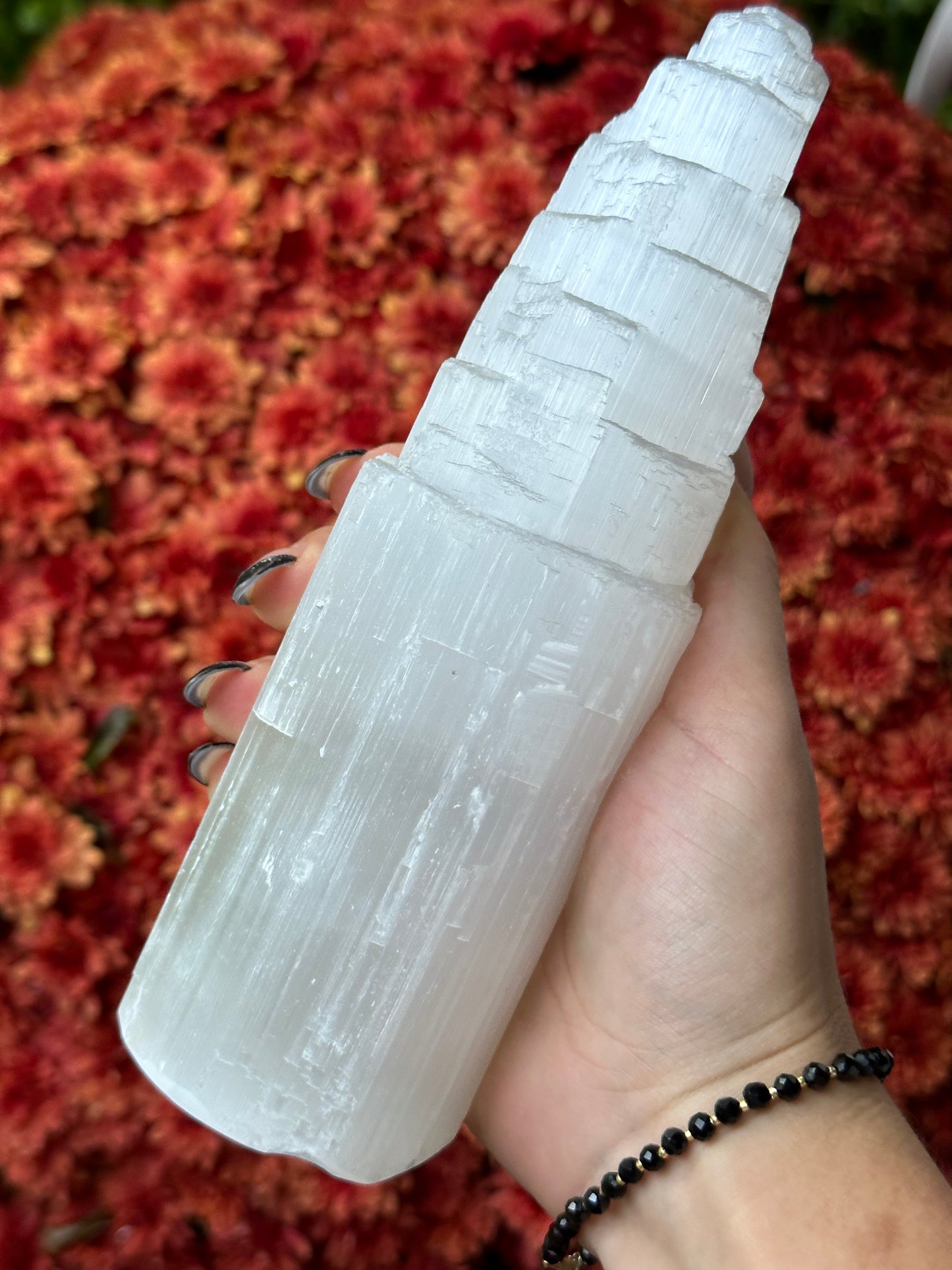 Satin spar selenite tower