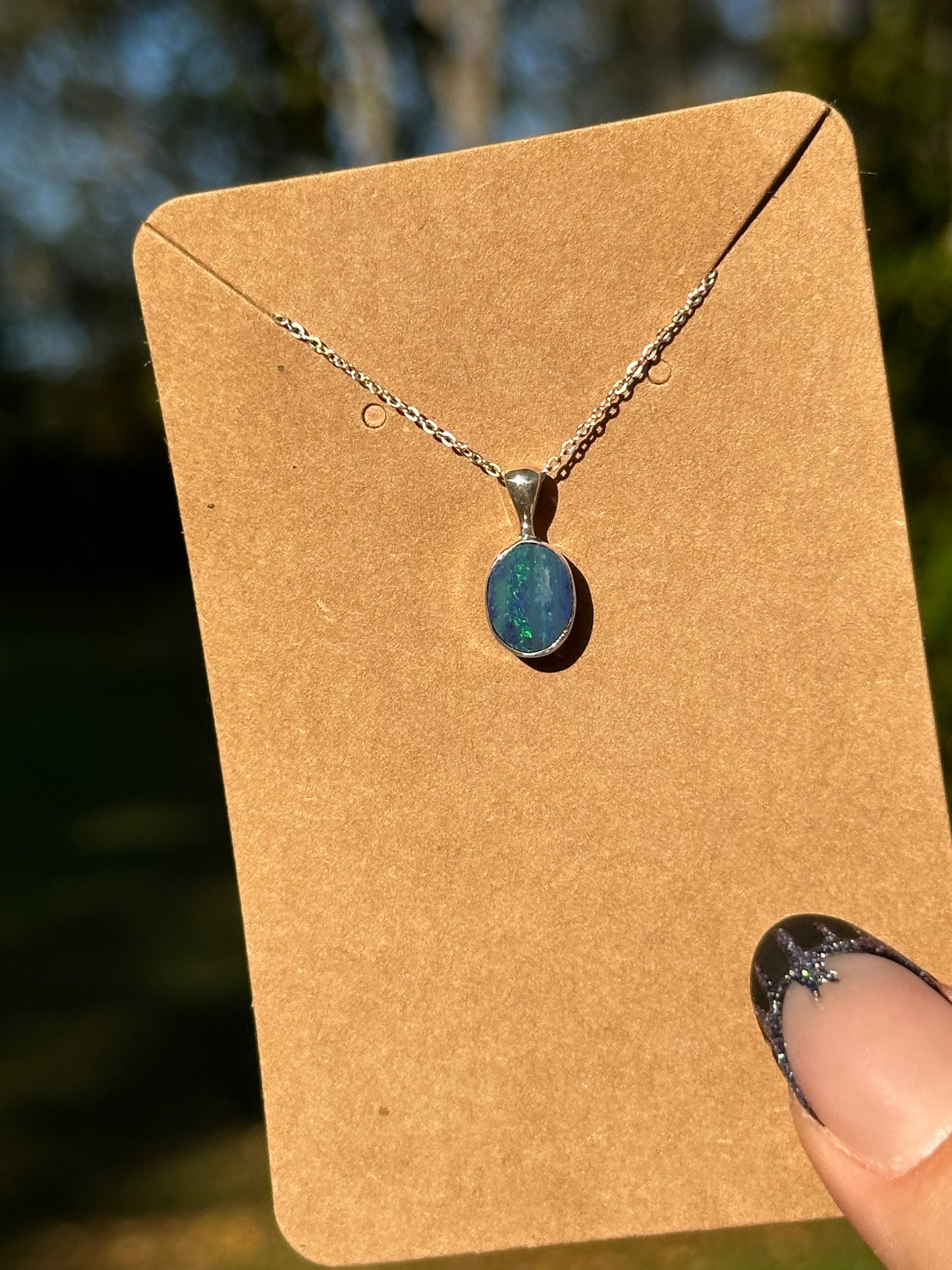 Australian Opal Necklace - Sterling Silver