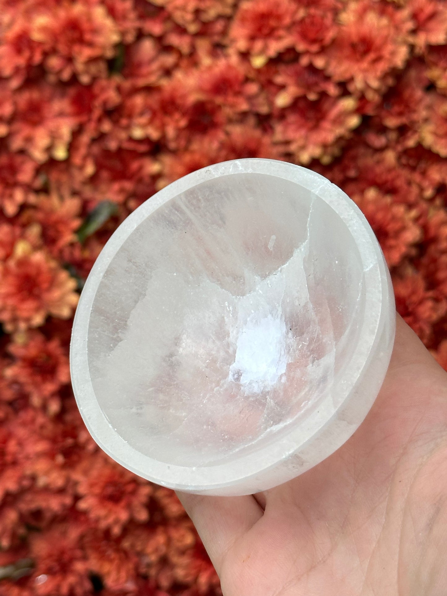 Satin spar selenite bowl - small