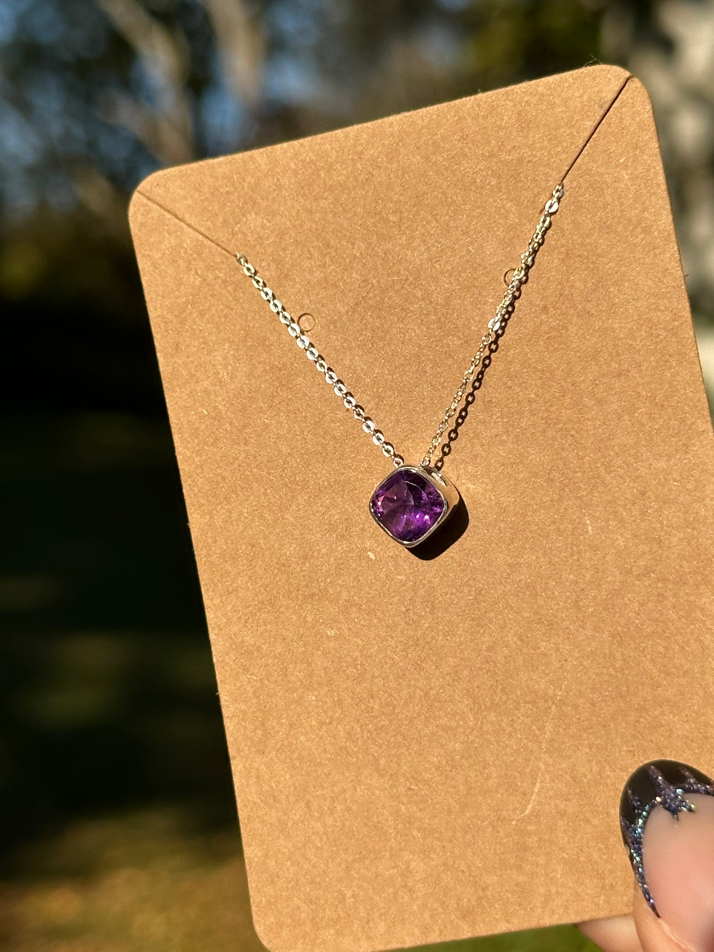 Amethyst Necklace - Sterling Silver