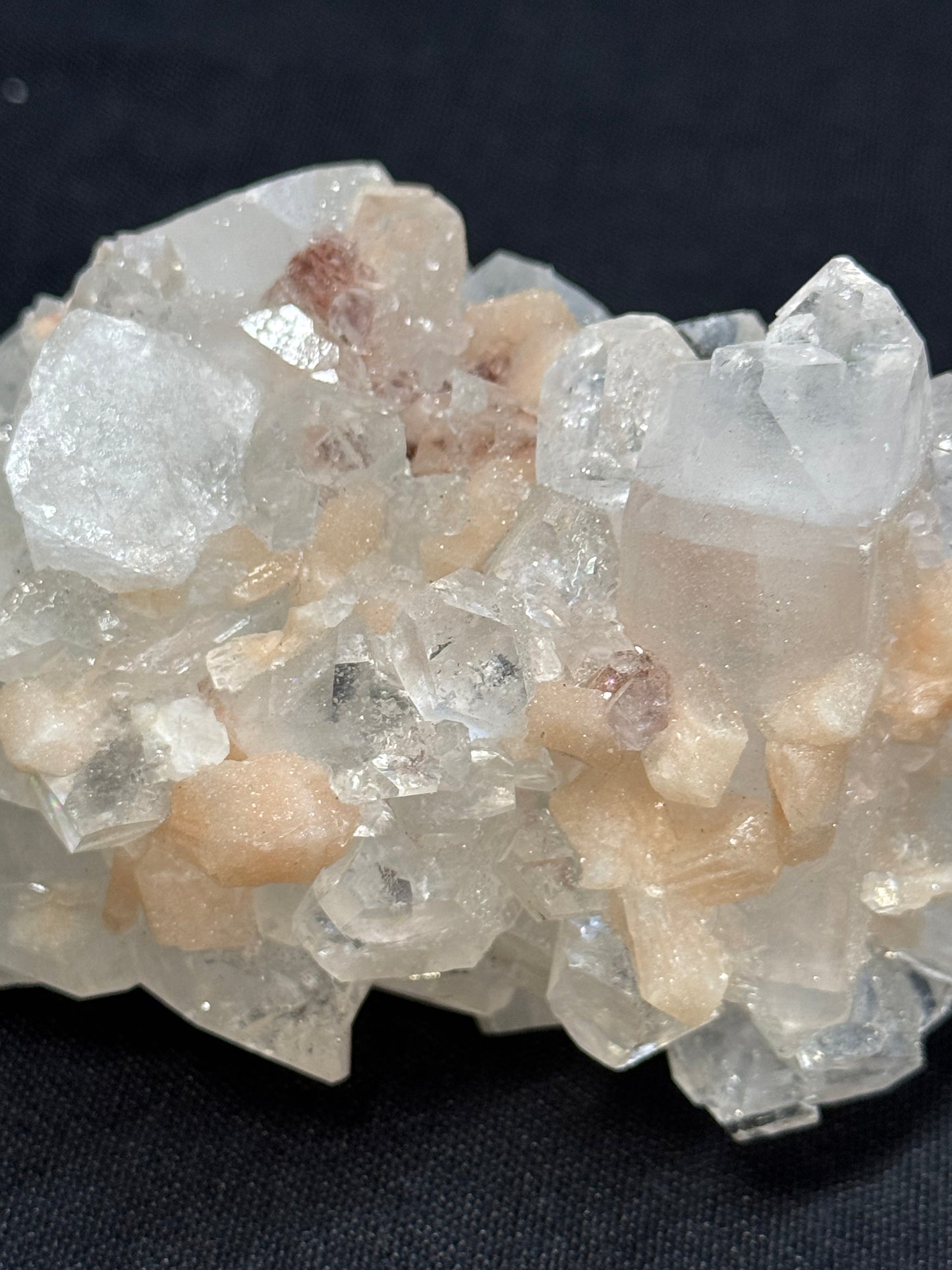 Sugary diamond Apophyllite with peach Stilbite - India