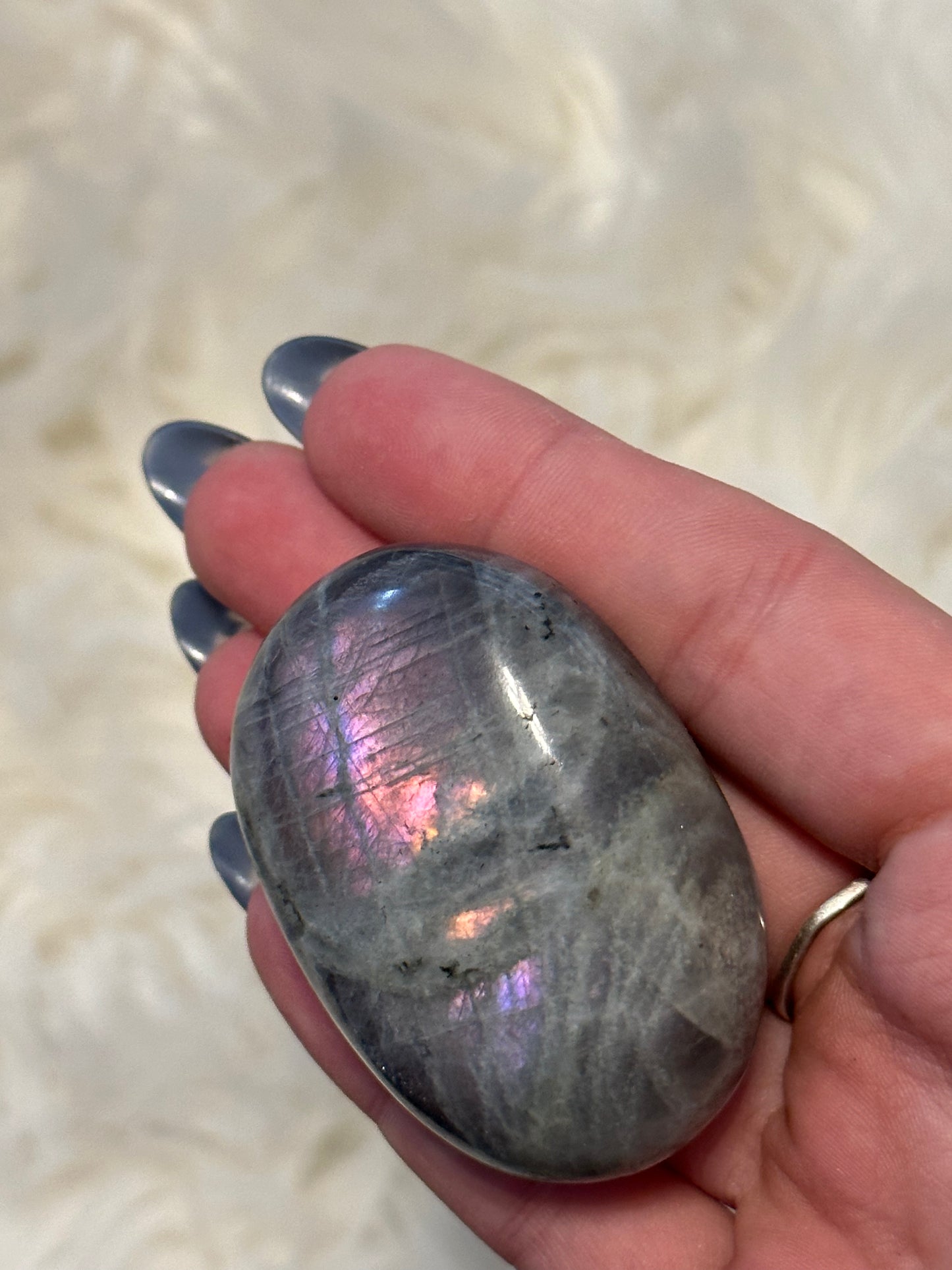 Purple/Pink Flash Labradorite Palmstone