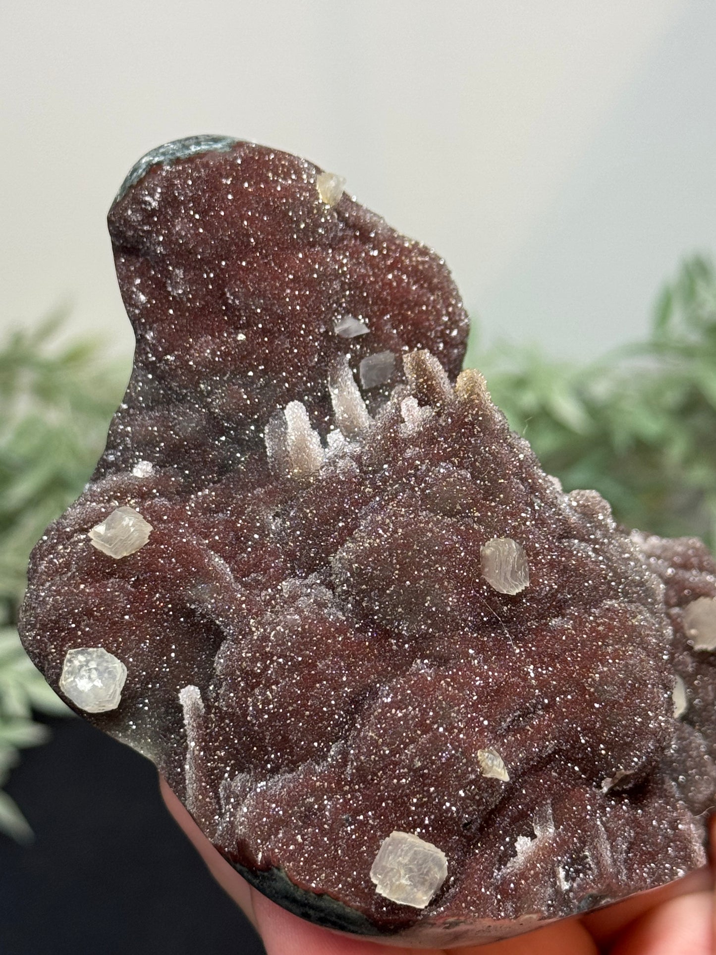 Sparkly Red amethyst with calcite - Uruguay