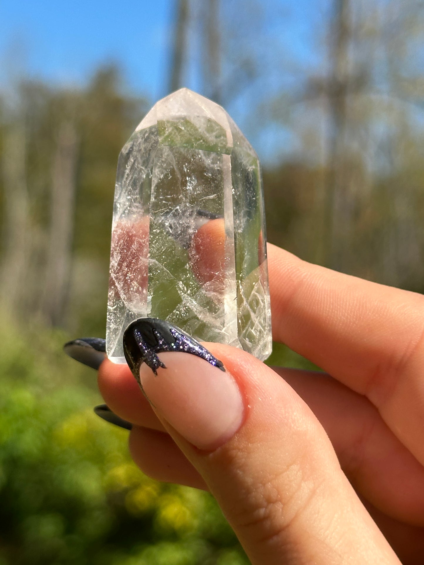 Clear Quartz point with phantoms