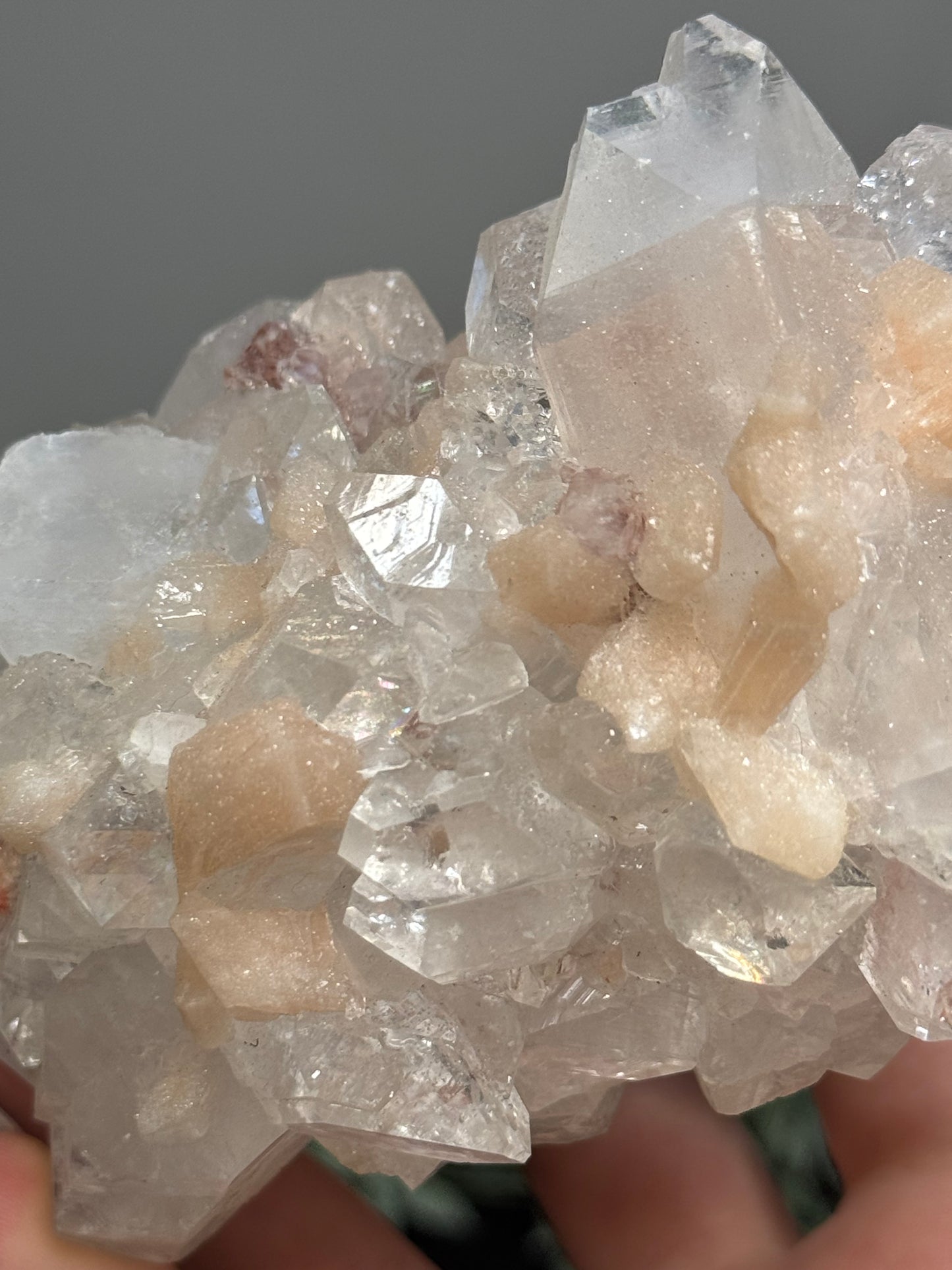 Sugary diamond Apophyllite with peach Stilbite - India