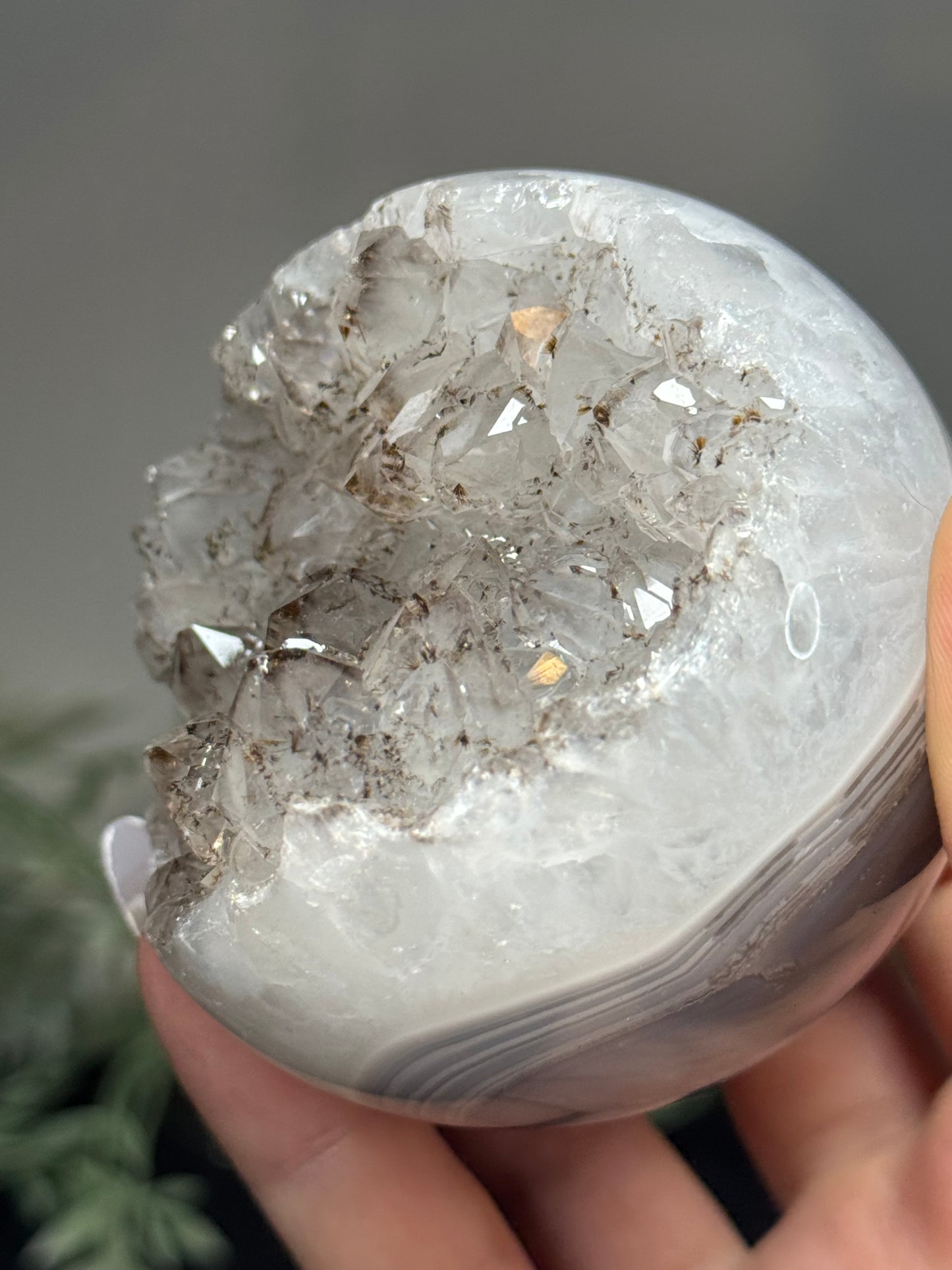 Rutilated agate sphere
