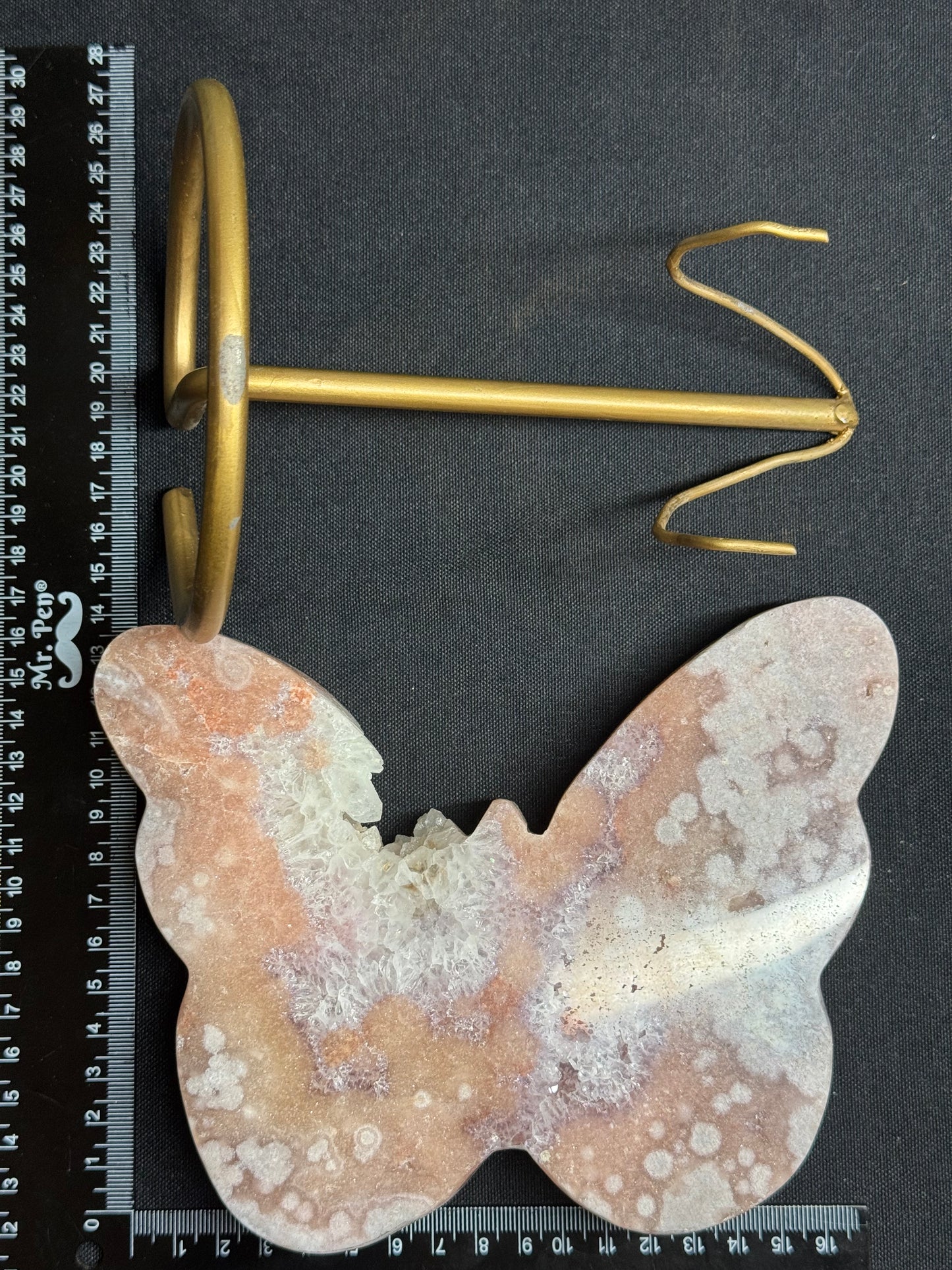 Pink amethyst butterfly with stand