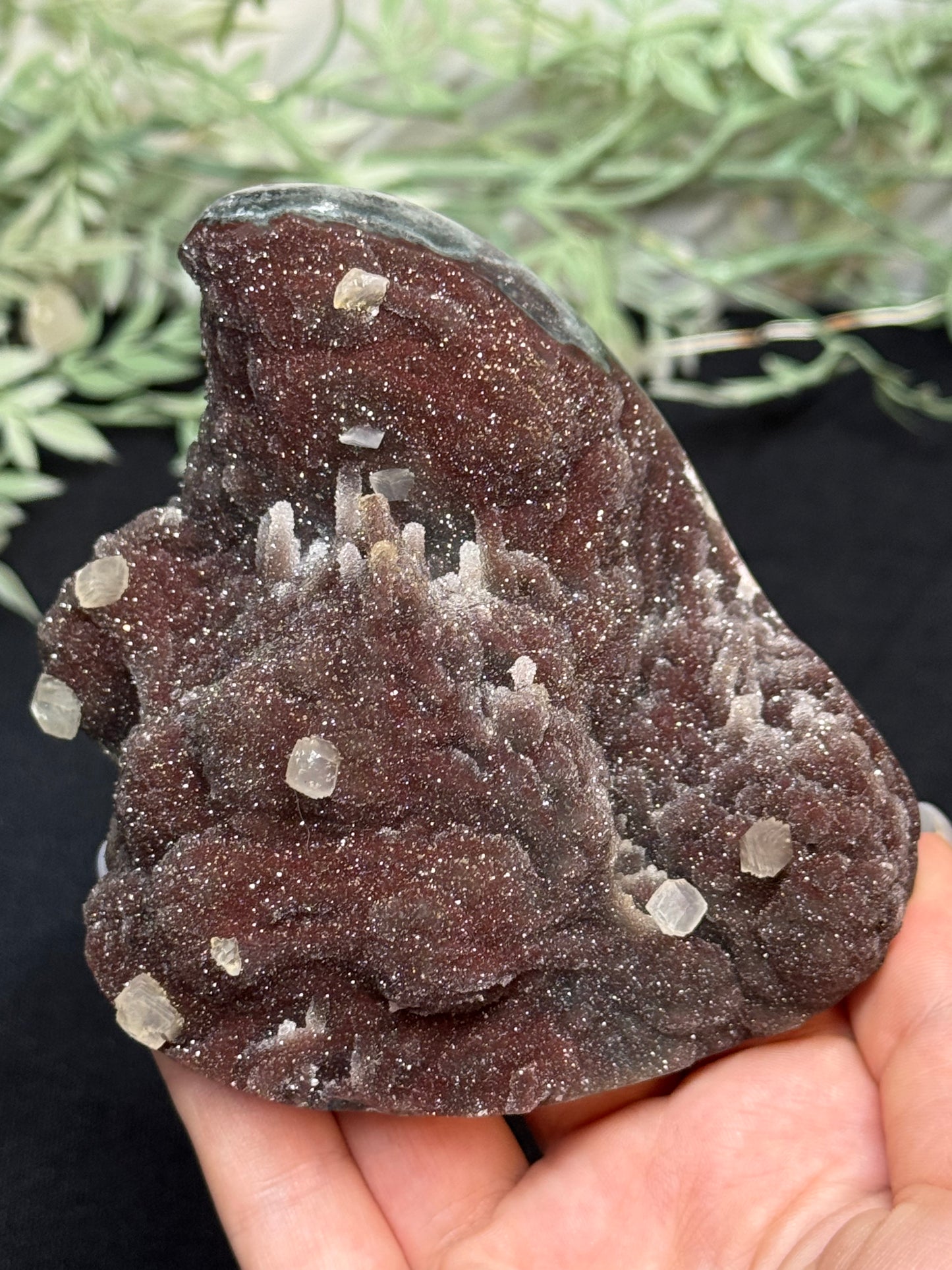 Sparkly Red amethyst with calcite - Uruguay