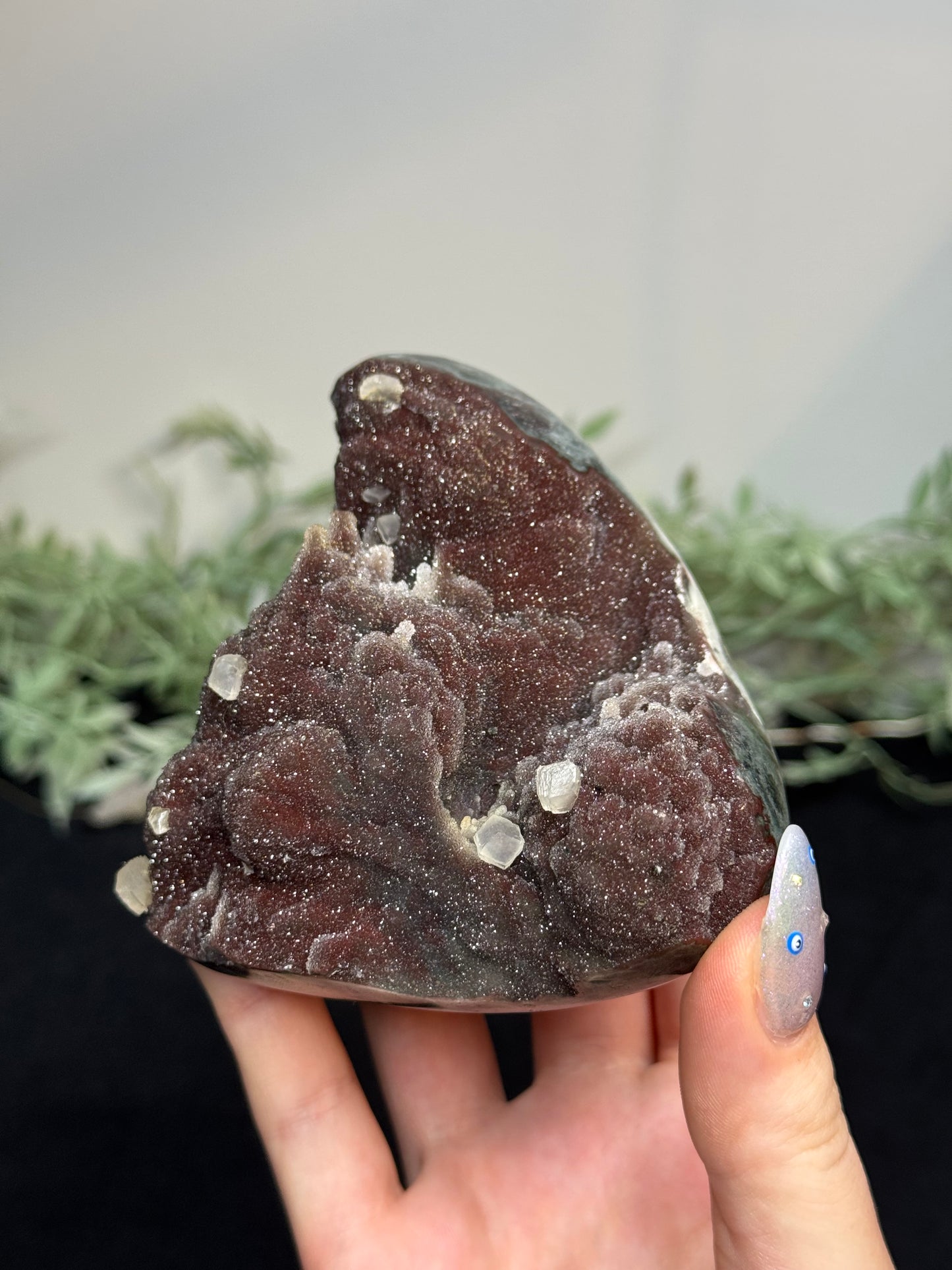 Sparkly Red amethyst with calcite - Uruguay