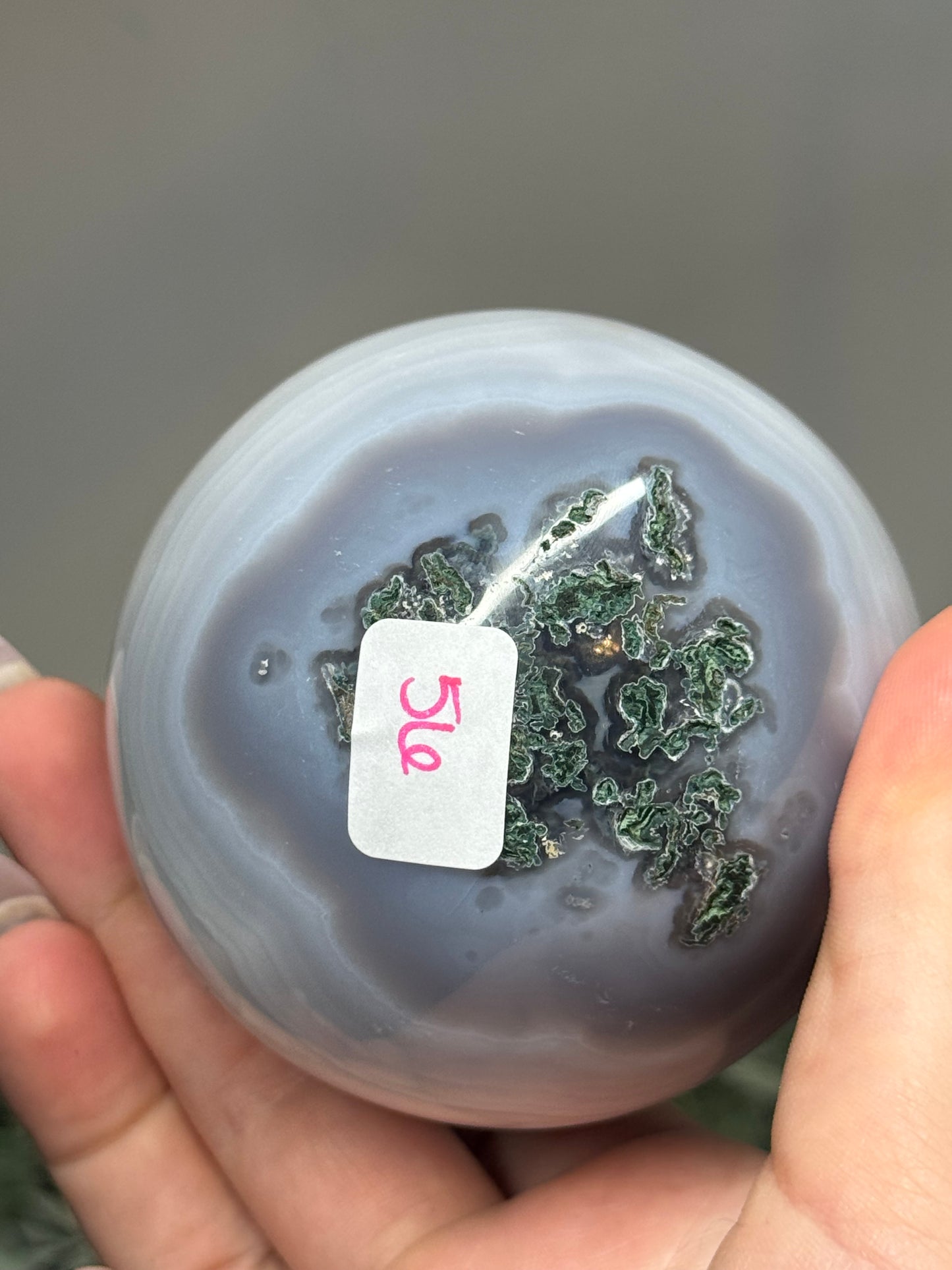 Agate sphere with moss agate