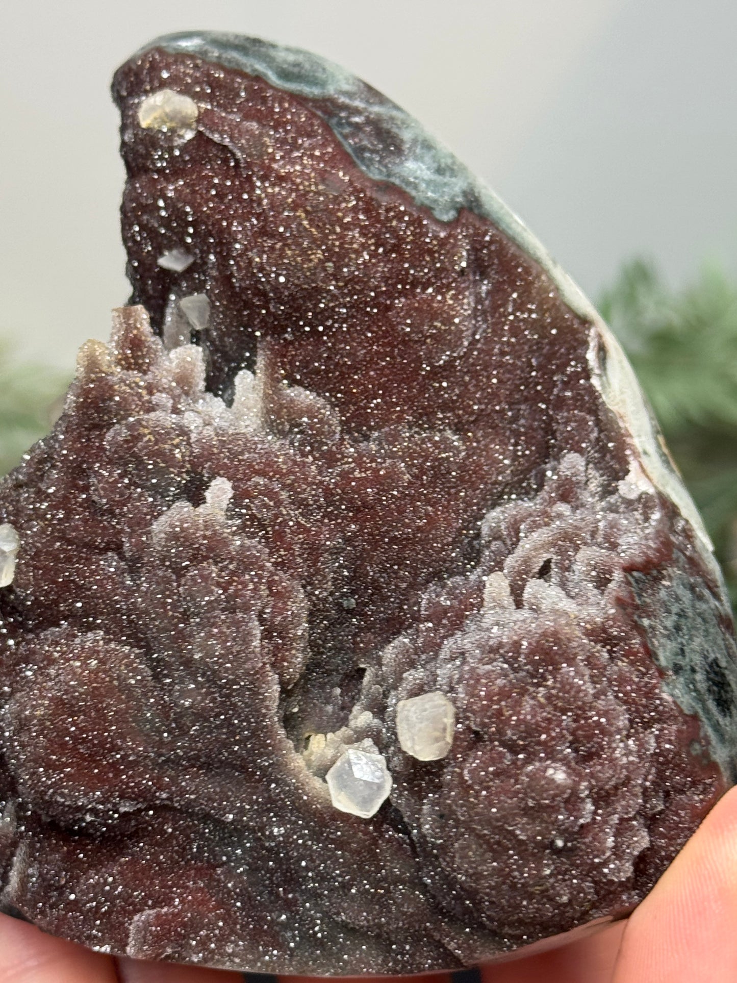 Sparkly Red amethyst with calcite - Uruguay