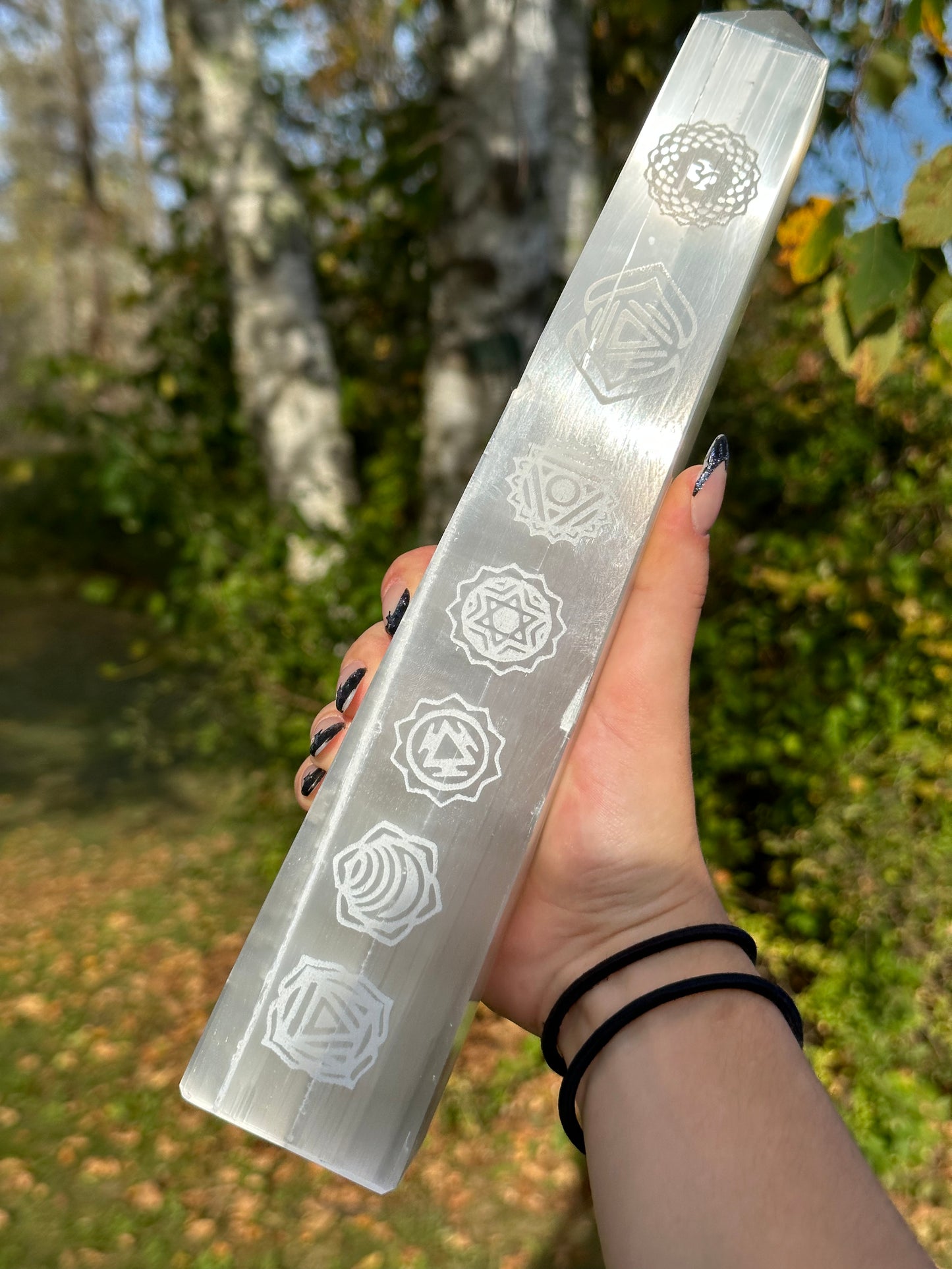 XL Satin Spar Selenite Chakra Tower