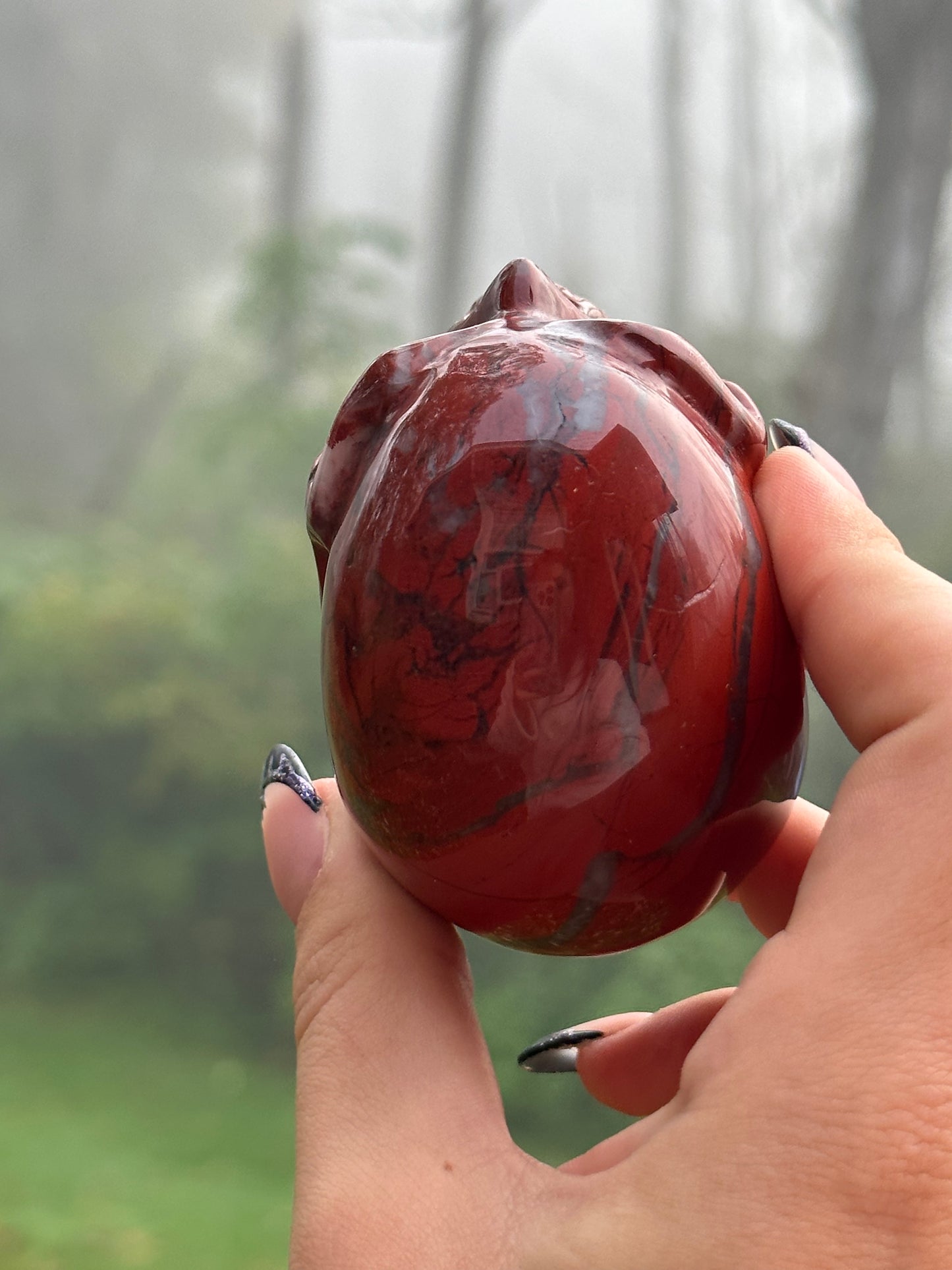 Red Jasper Skull Carving