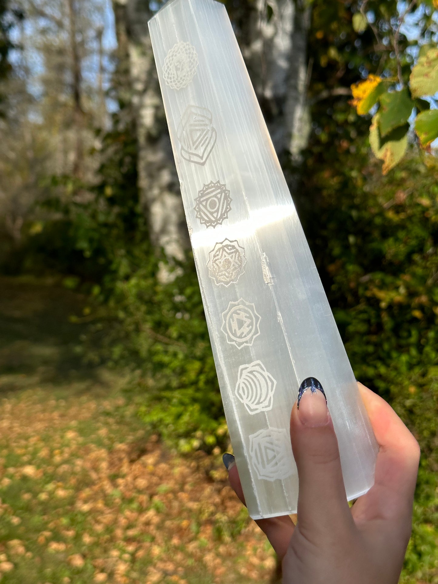 XL Satin Spar Selenite Chakra Tower