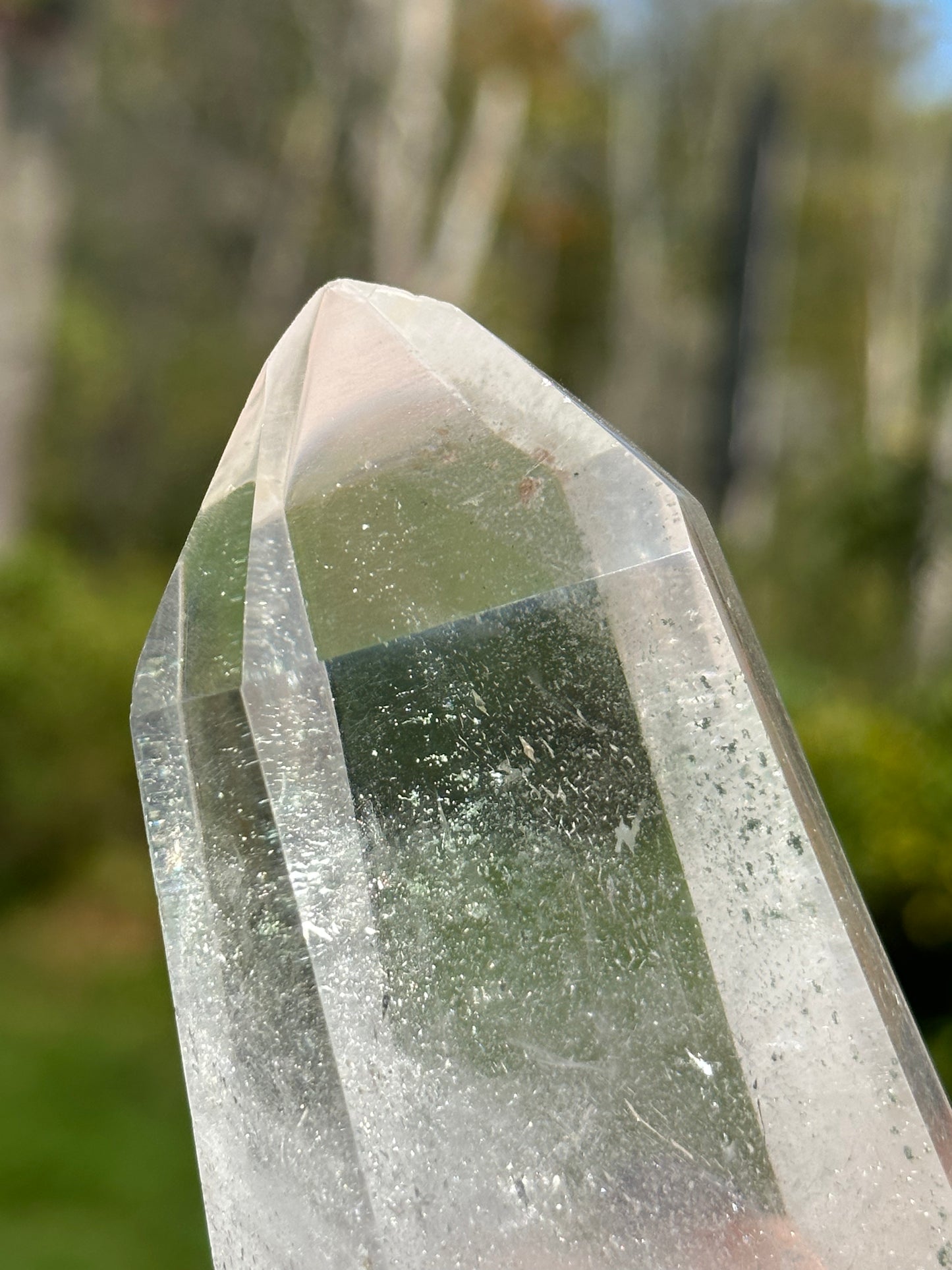 Quartz Point with green chlorite inclusions