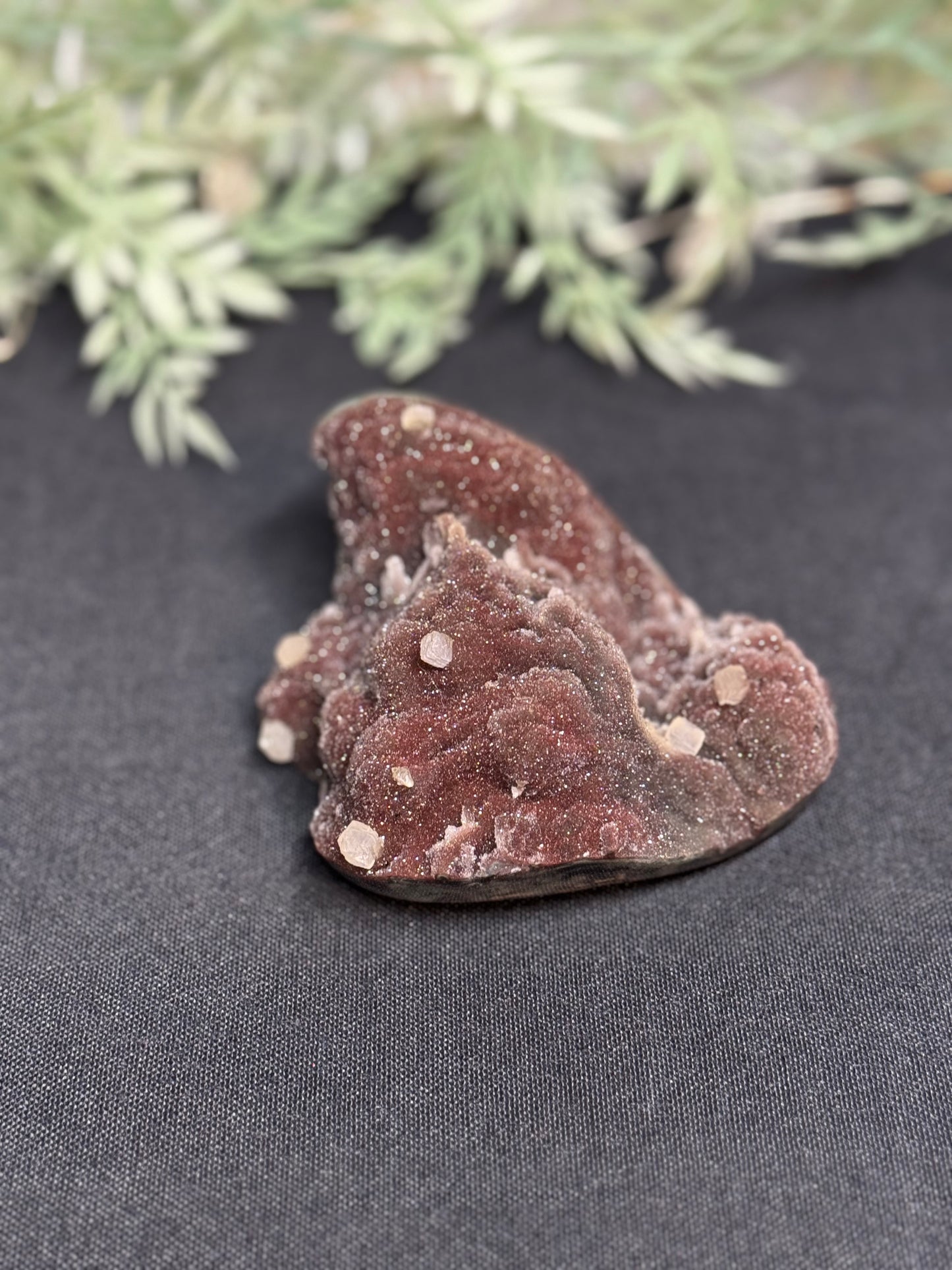 Sparkly Red amethyst with calcite - Uruguay