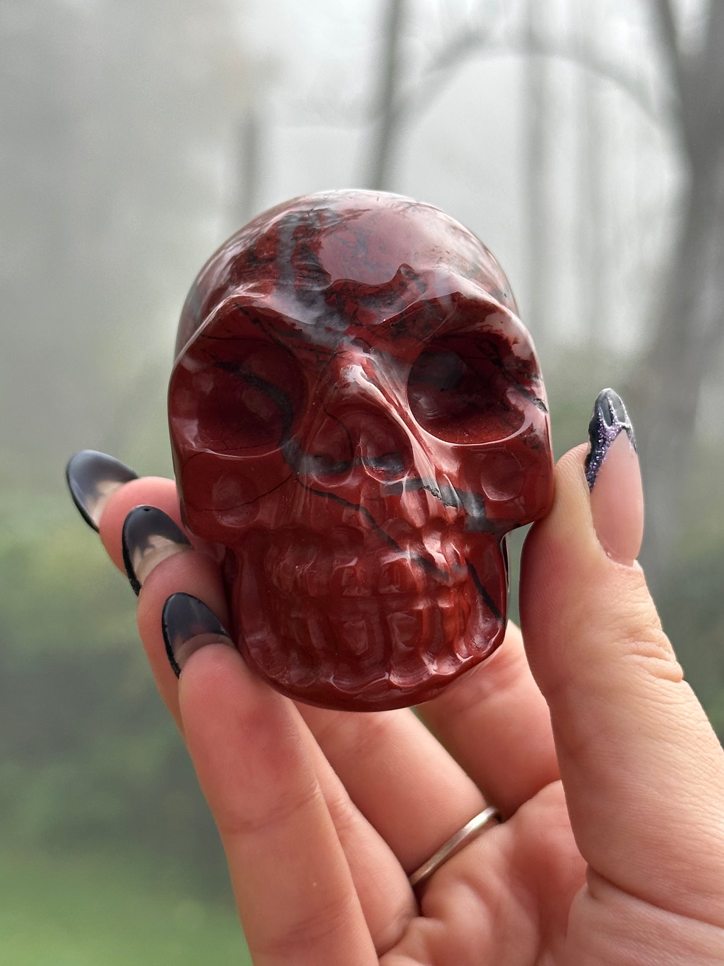 Red Jasper Skull Carving