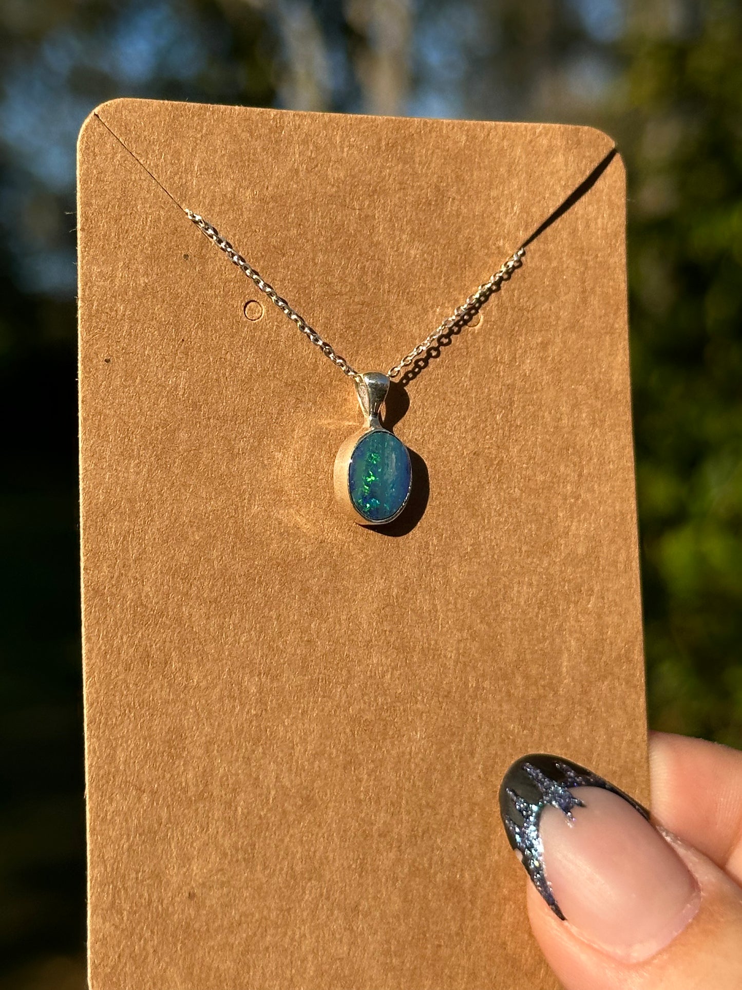 Australian Opal Necklace - Sterling Silver