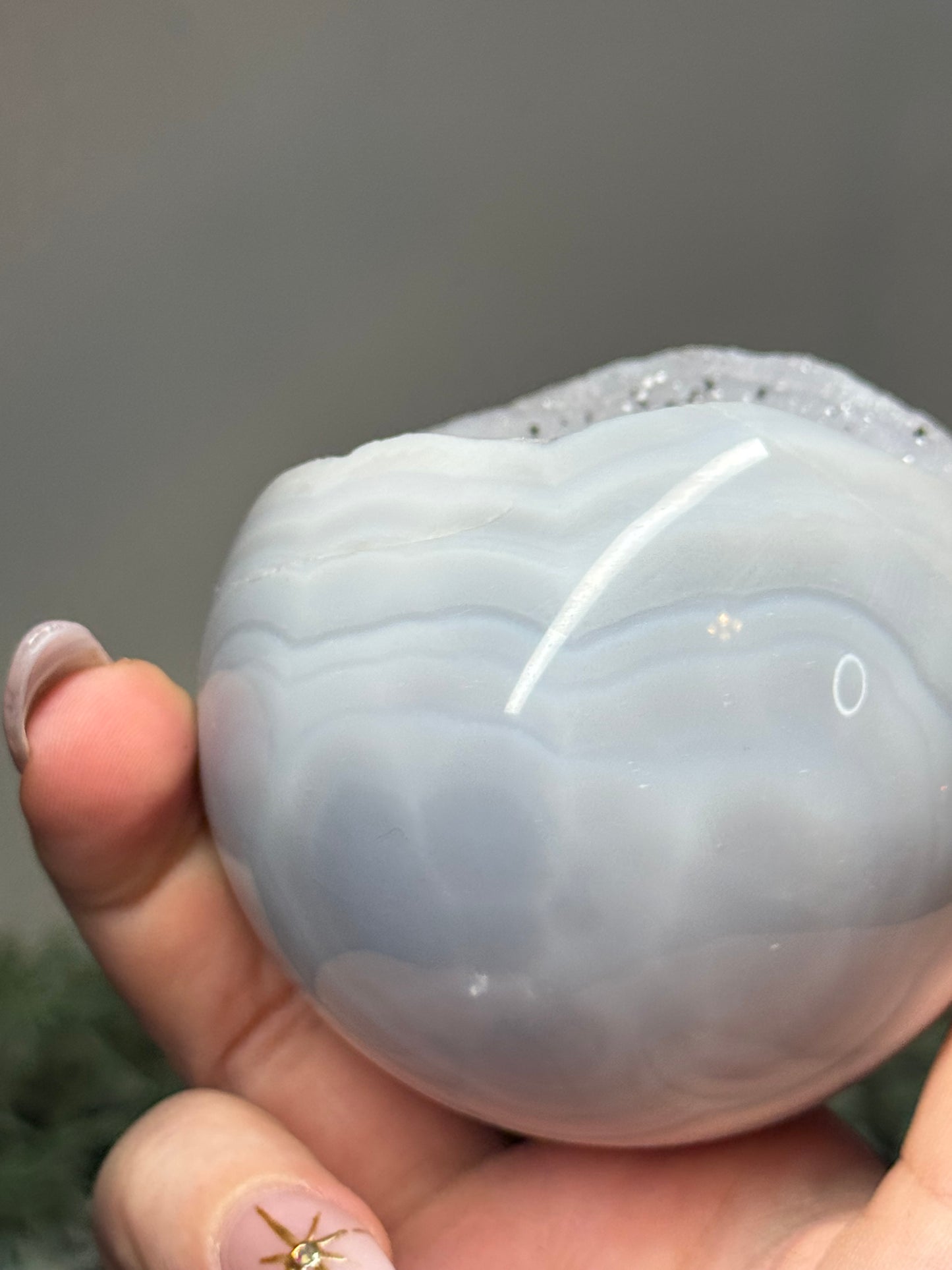 Agate sphere with moss agate
