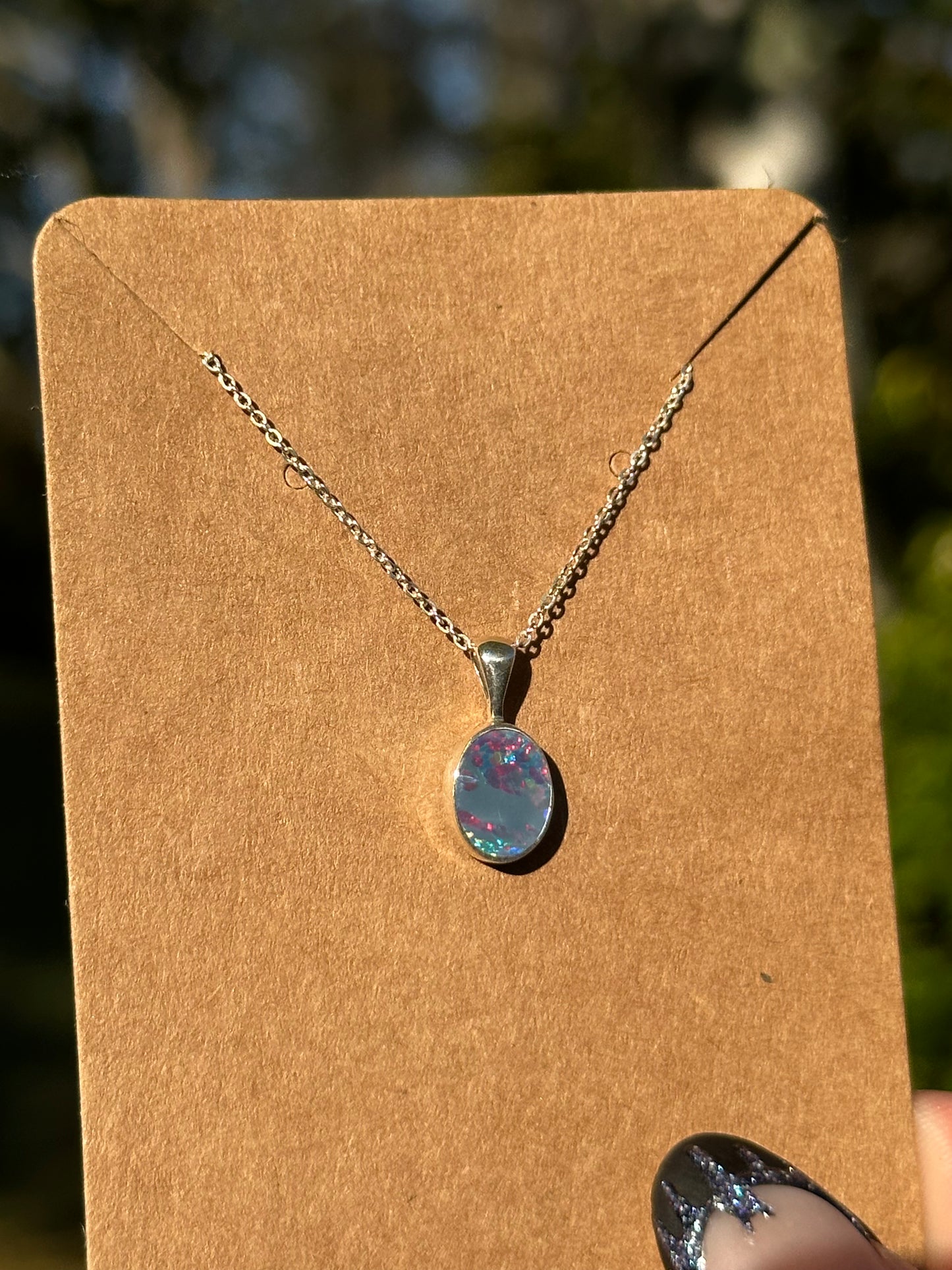 Australian Opal Necklace - Sterling Silver