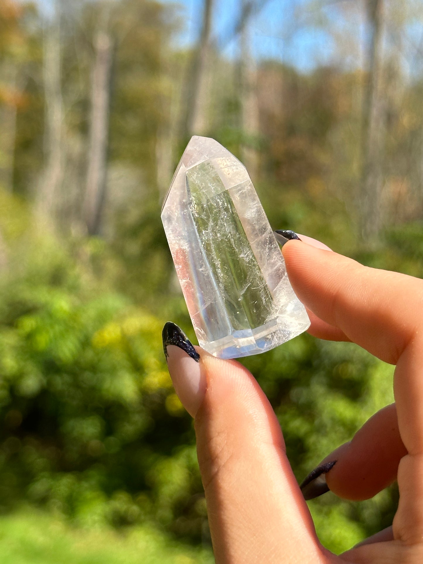 Clear Quartz point with phantoms