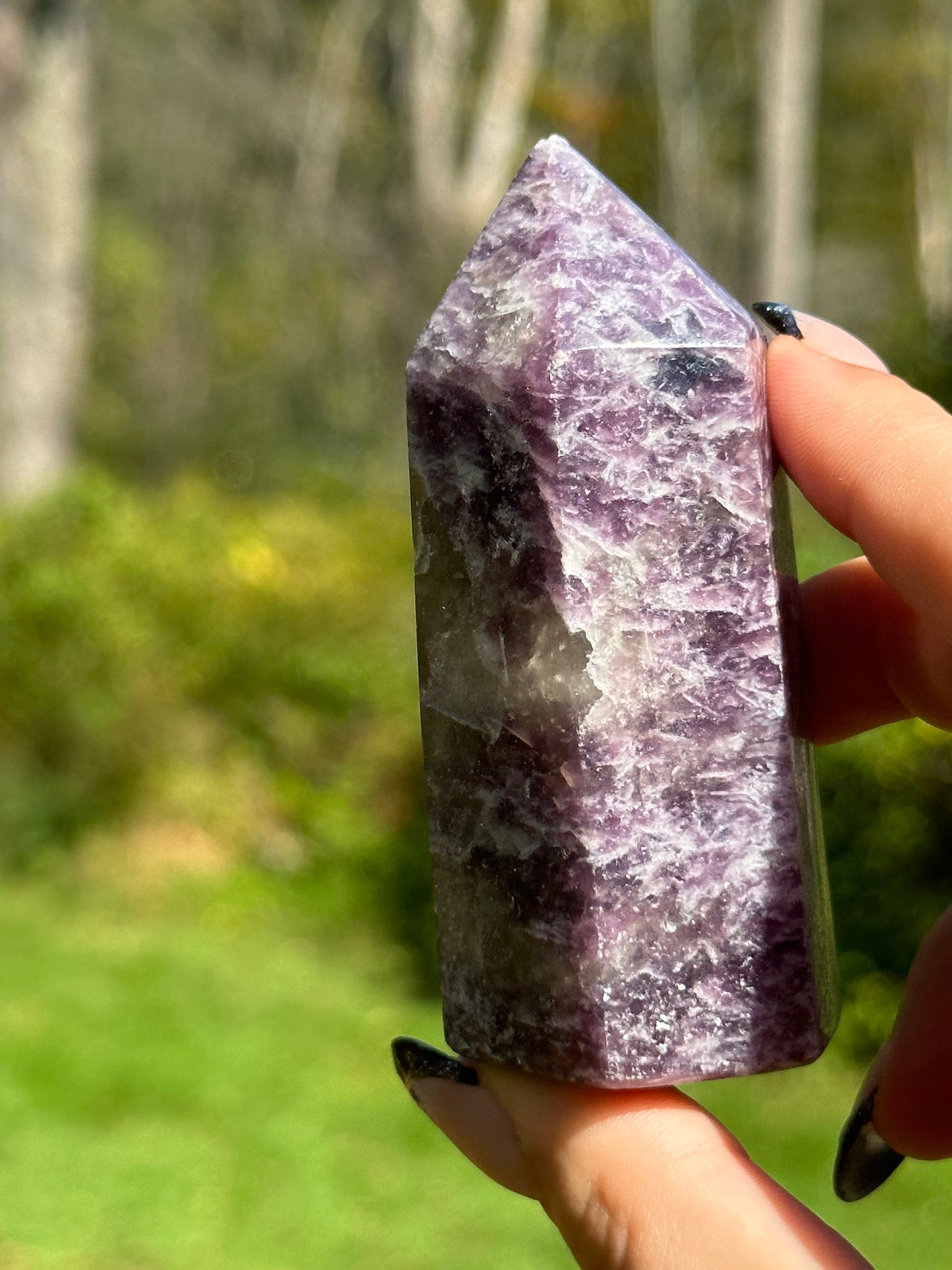 Lepidolite with Smokey Quartz Tower